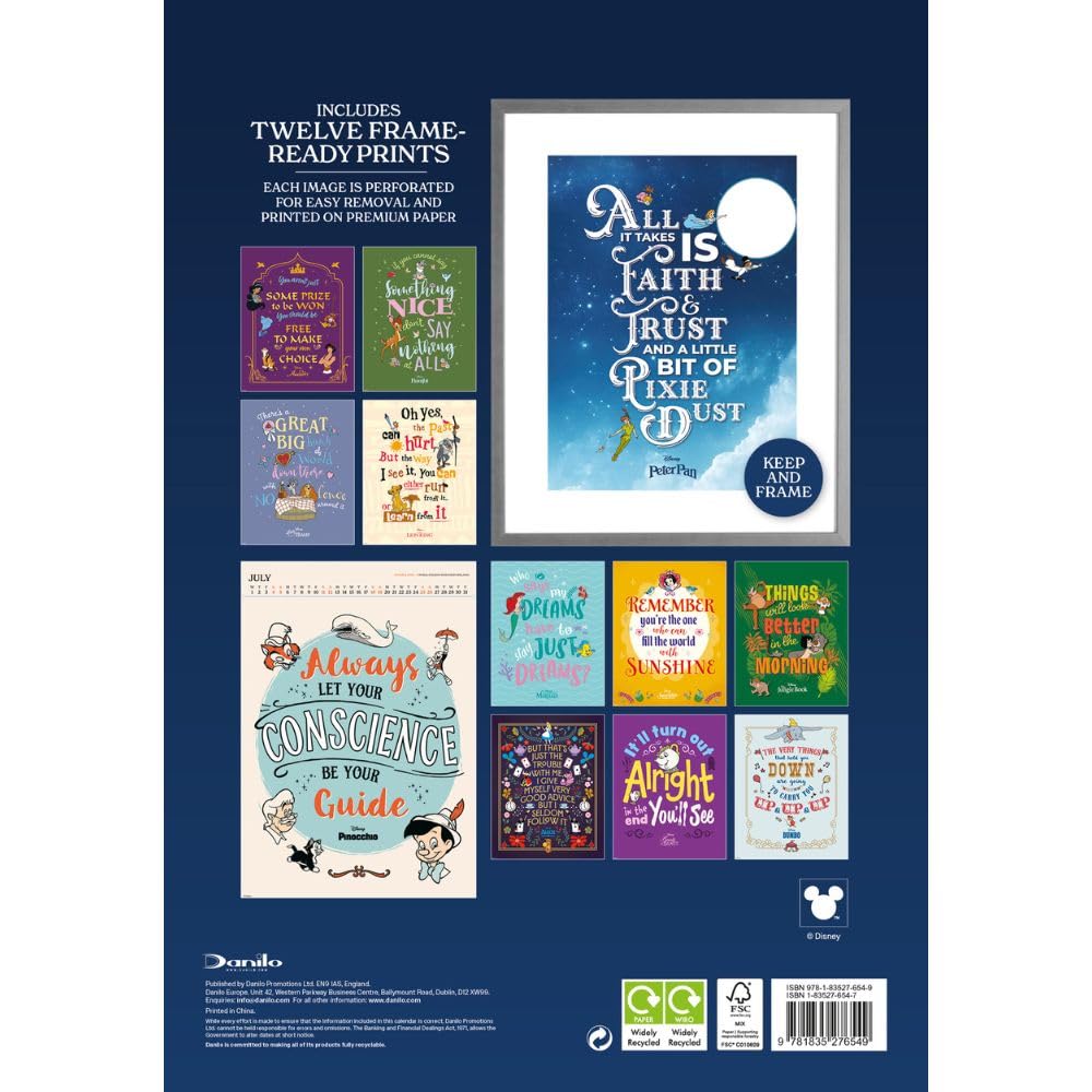 2026 Disney Inspirational Quotes - A3 Deluxe Wall Calendar