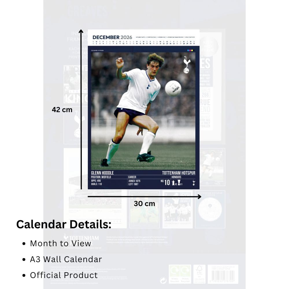2026 Tottenham Hotspur FC - A3 Deluxe Wall Calendar