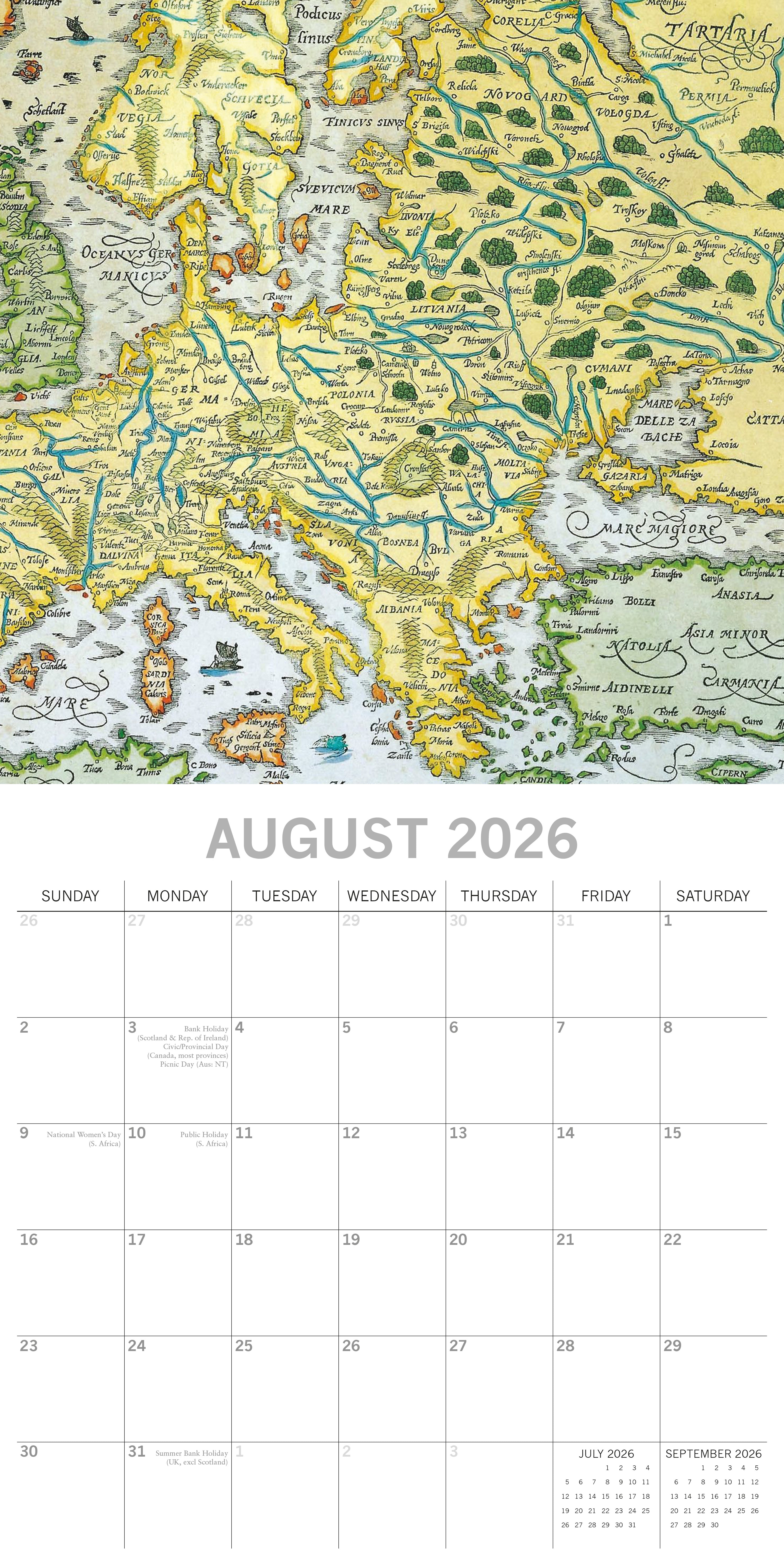 2026 Antique Maps - Square Wall Calendar