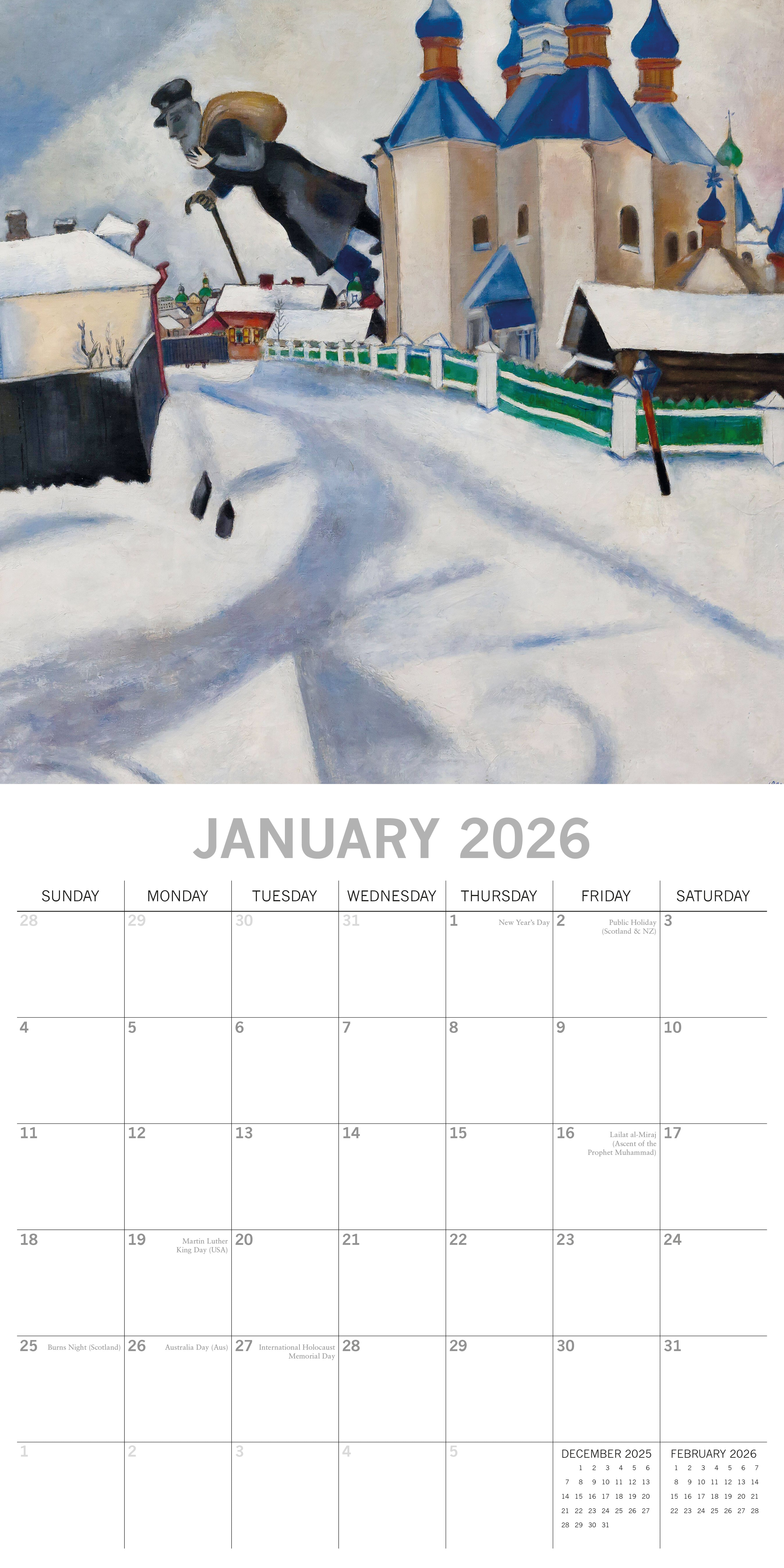 2026 Chagall - Square Wall Calendar