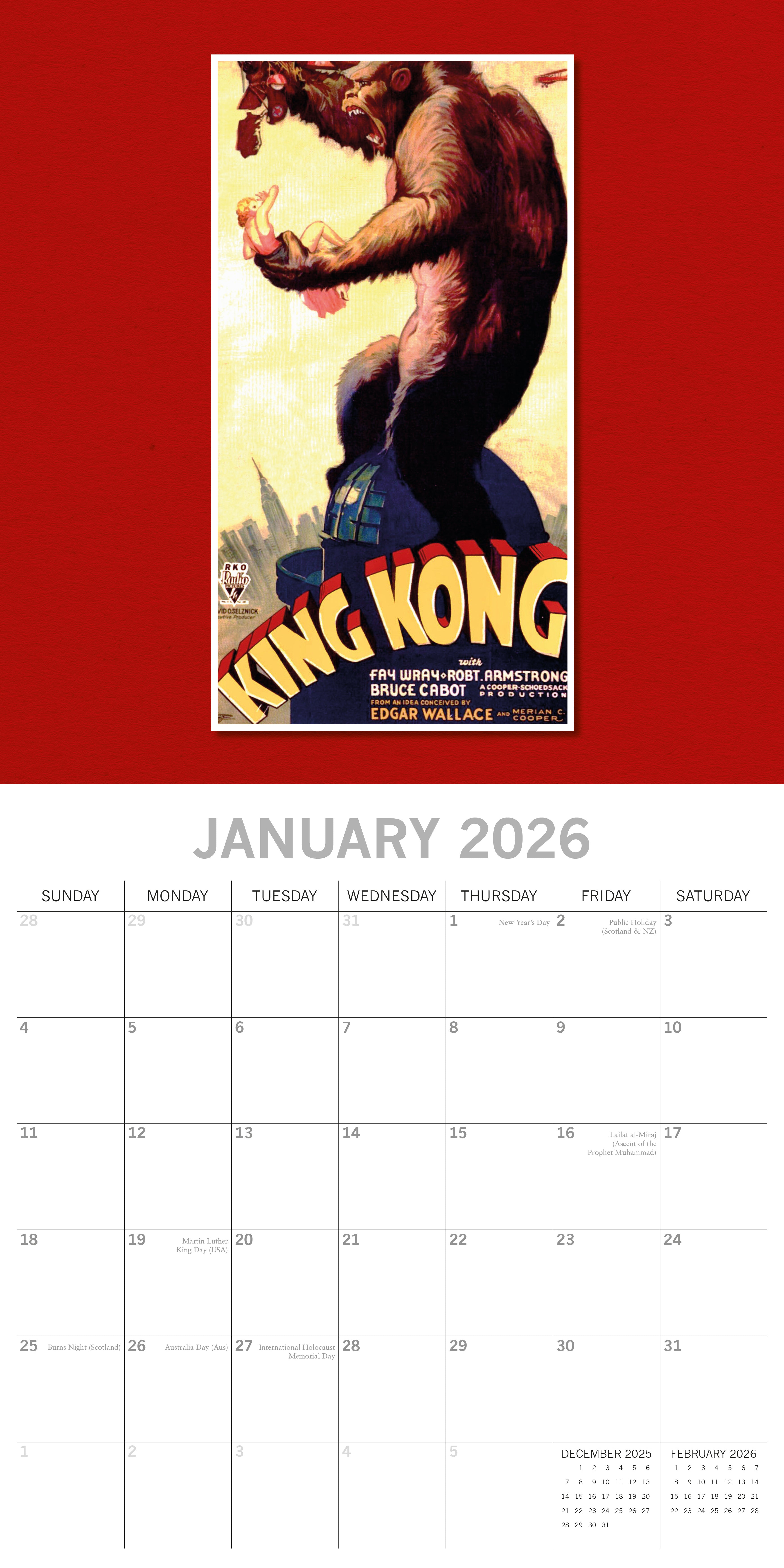 2026 Classic Movie Posters - Square Wall Calendar
