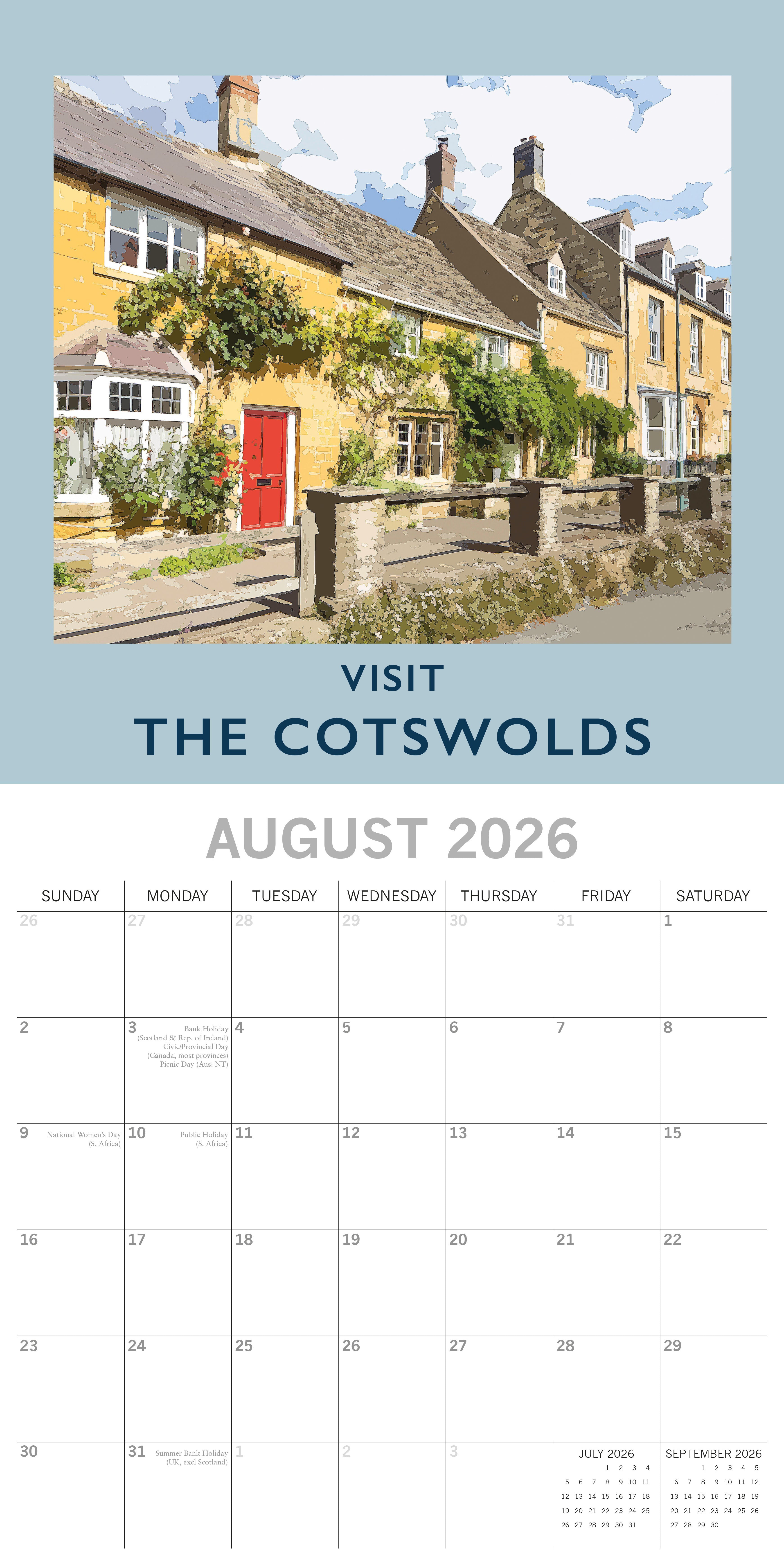 2026 Nostalgic Travel - Square Wall Calendar