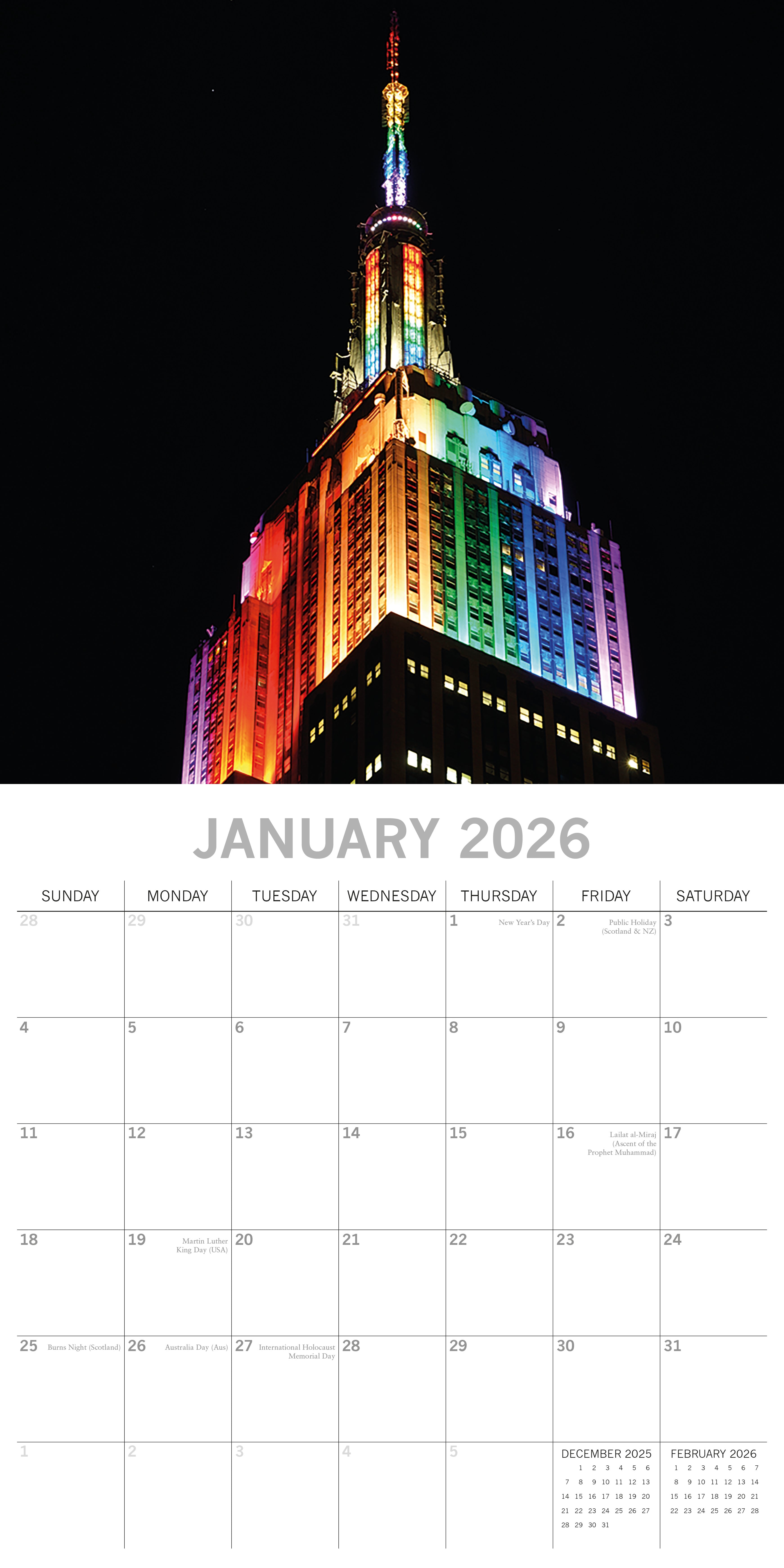 2026 Rainbows - Square Wall Calendar