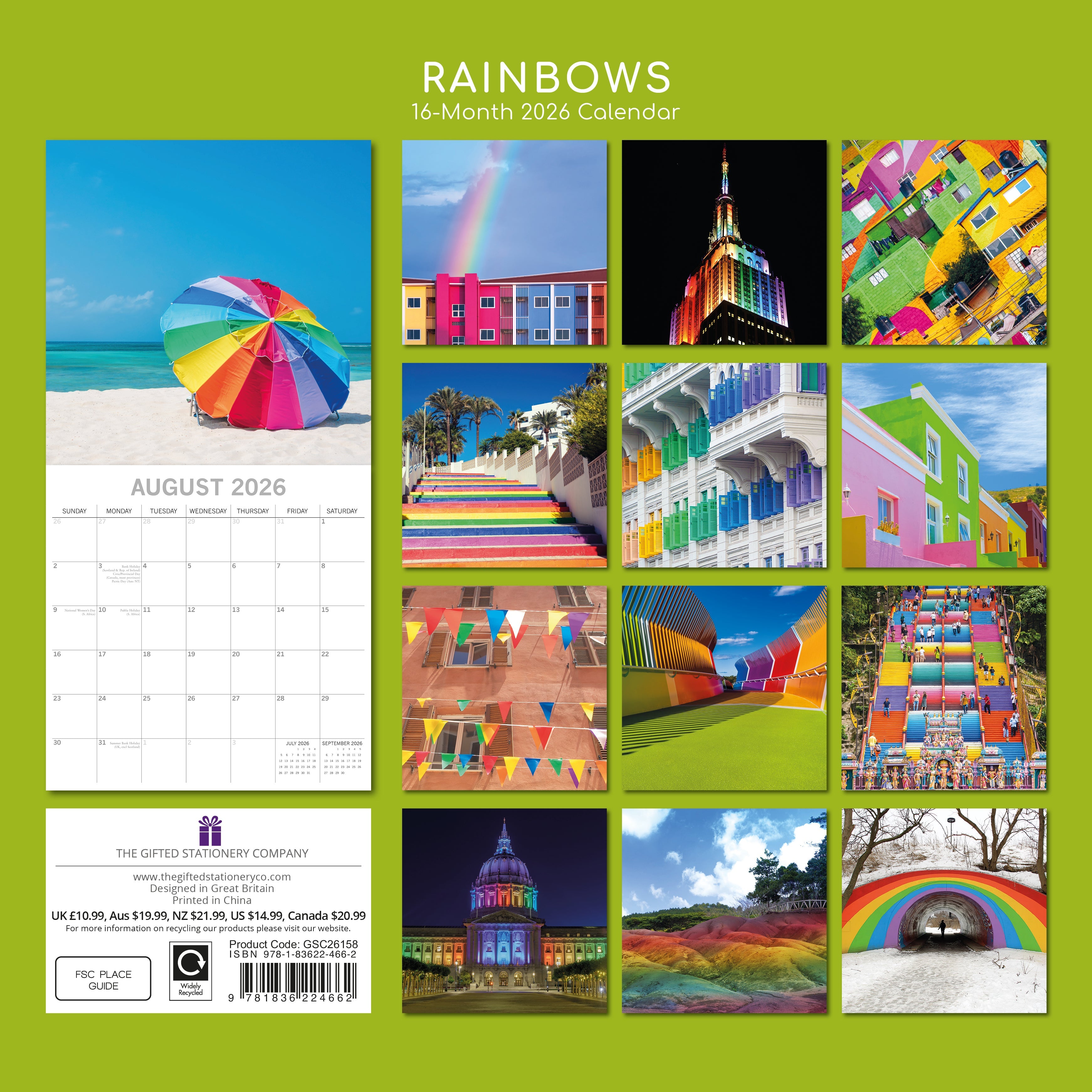 2026 Rainbows - Square Wall Calendar