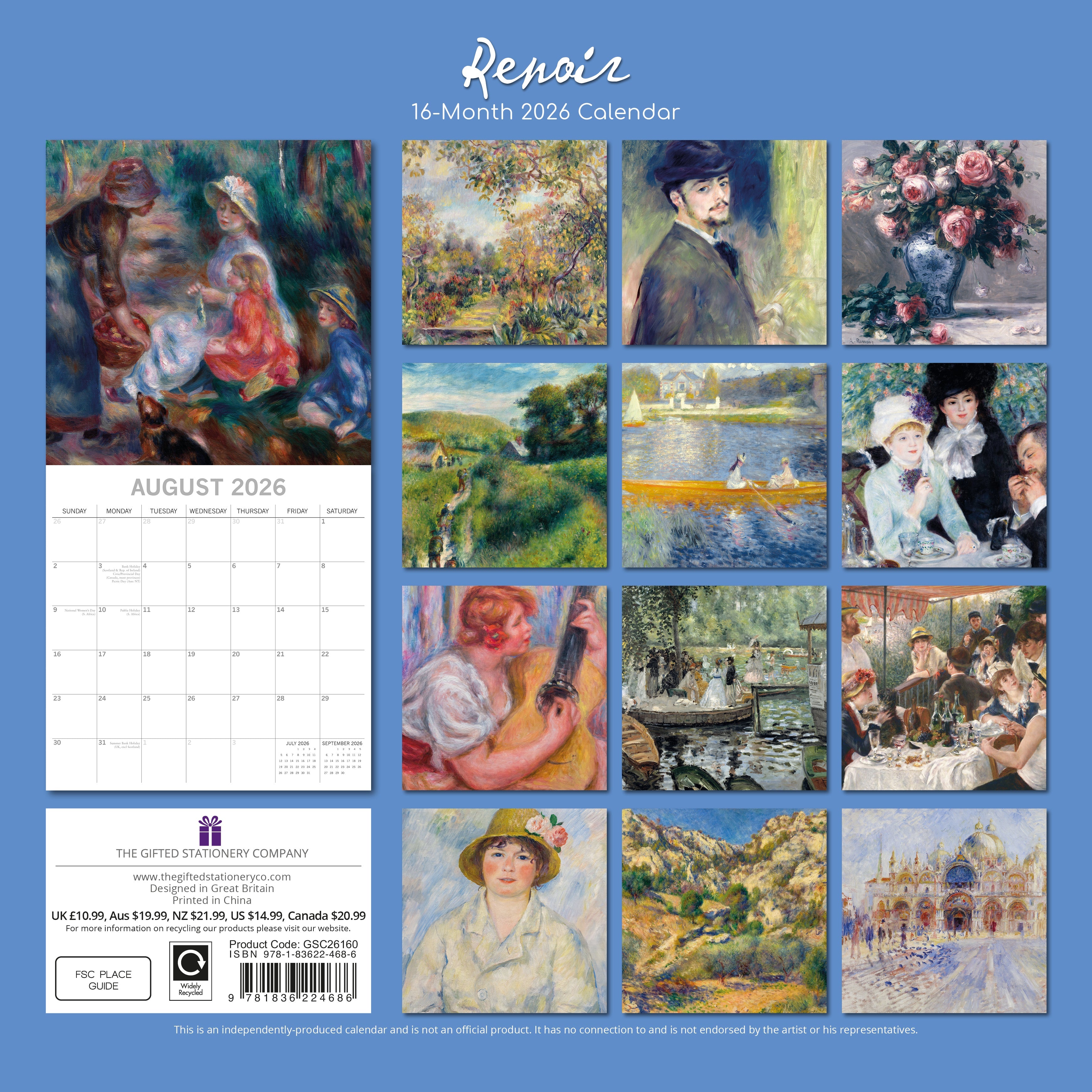 2026 Renoir - Square Wall Calendar