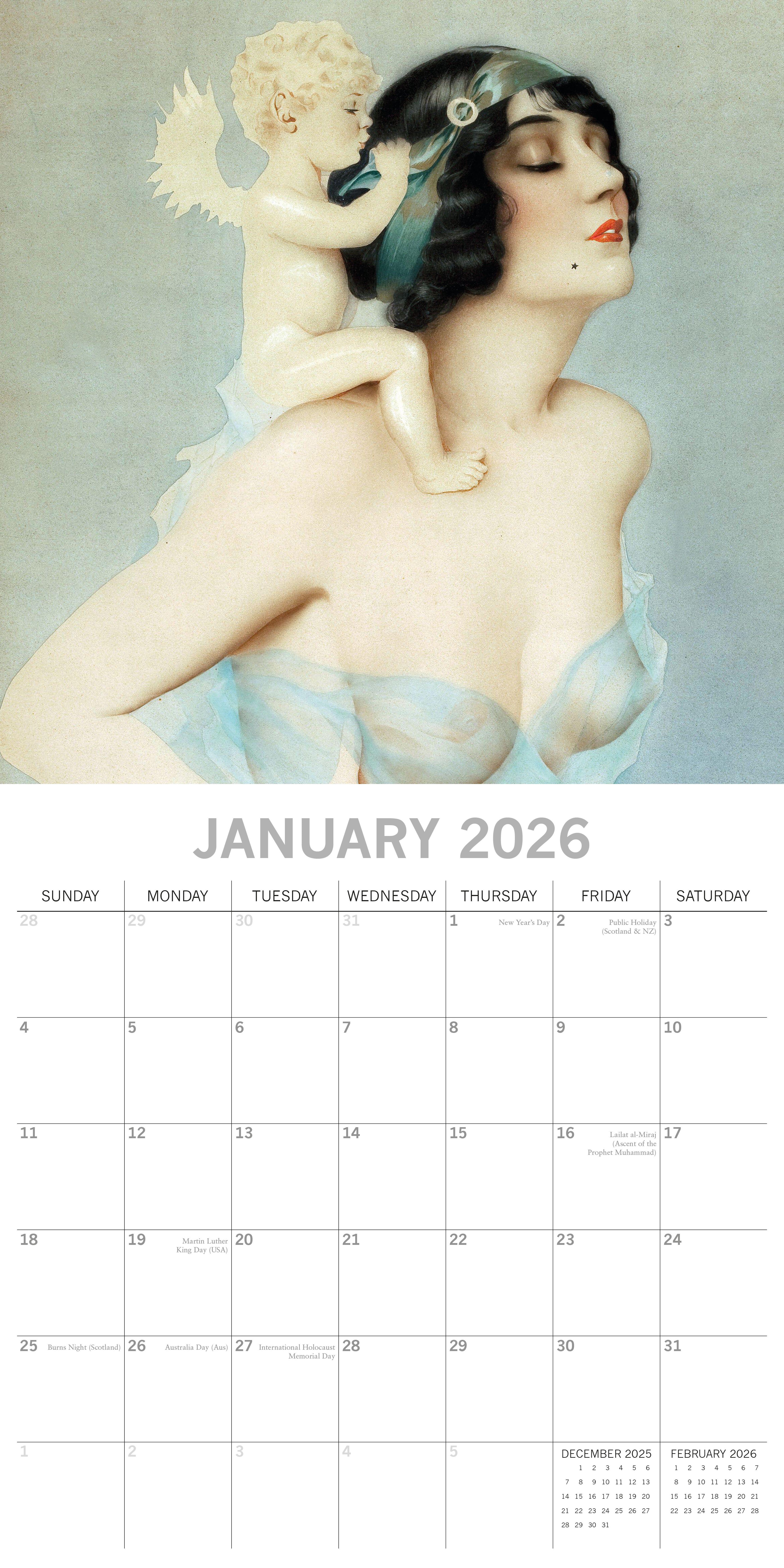 2026 Retro Pin Ups - Square Wall Calendar