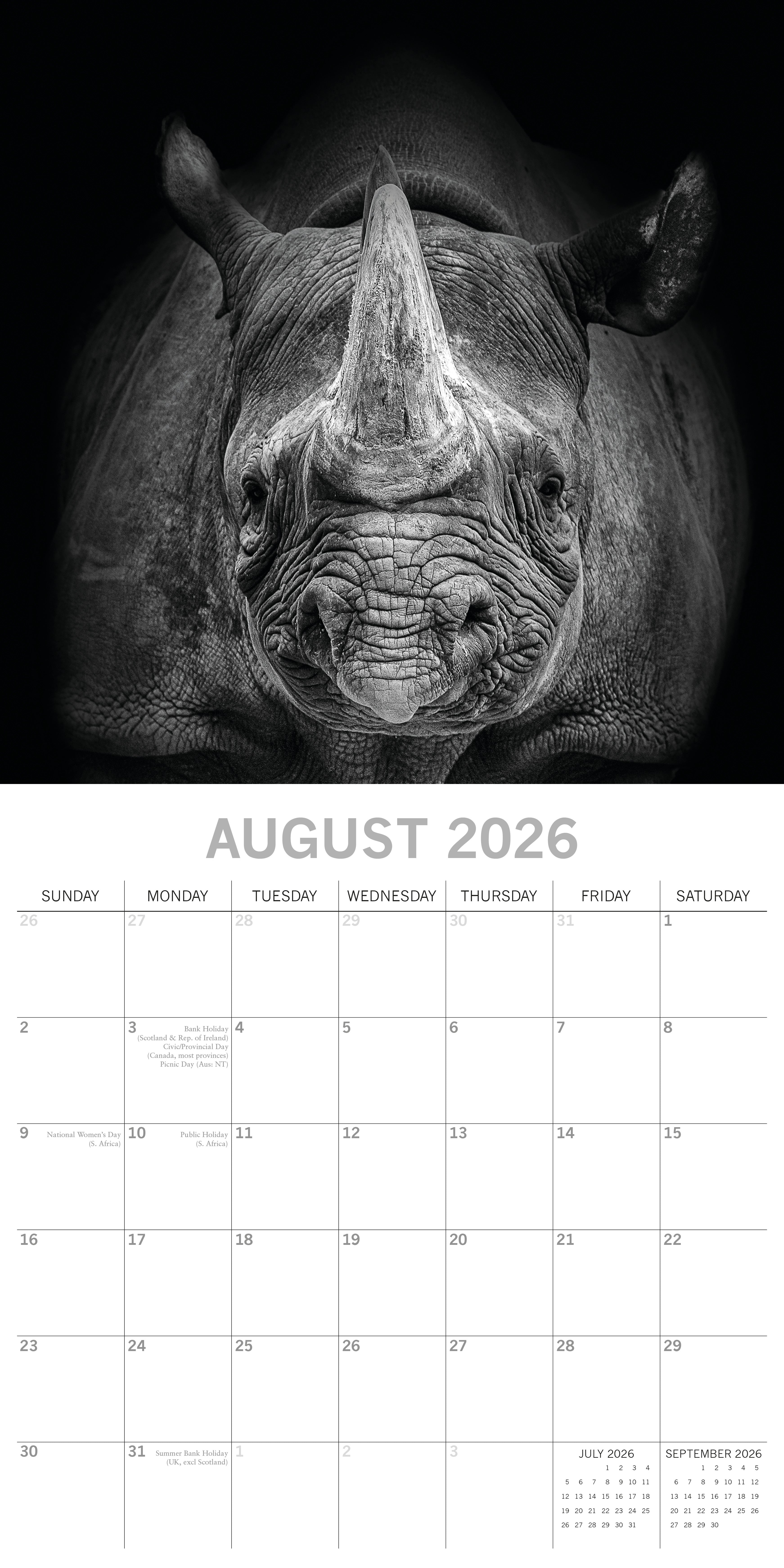 2026 Wild Portraits - Square Wall Calendar