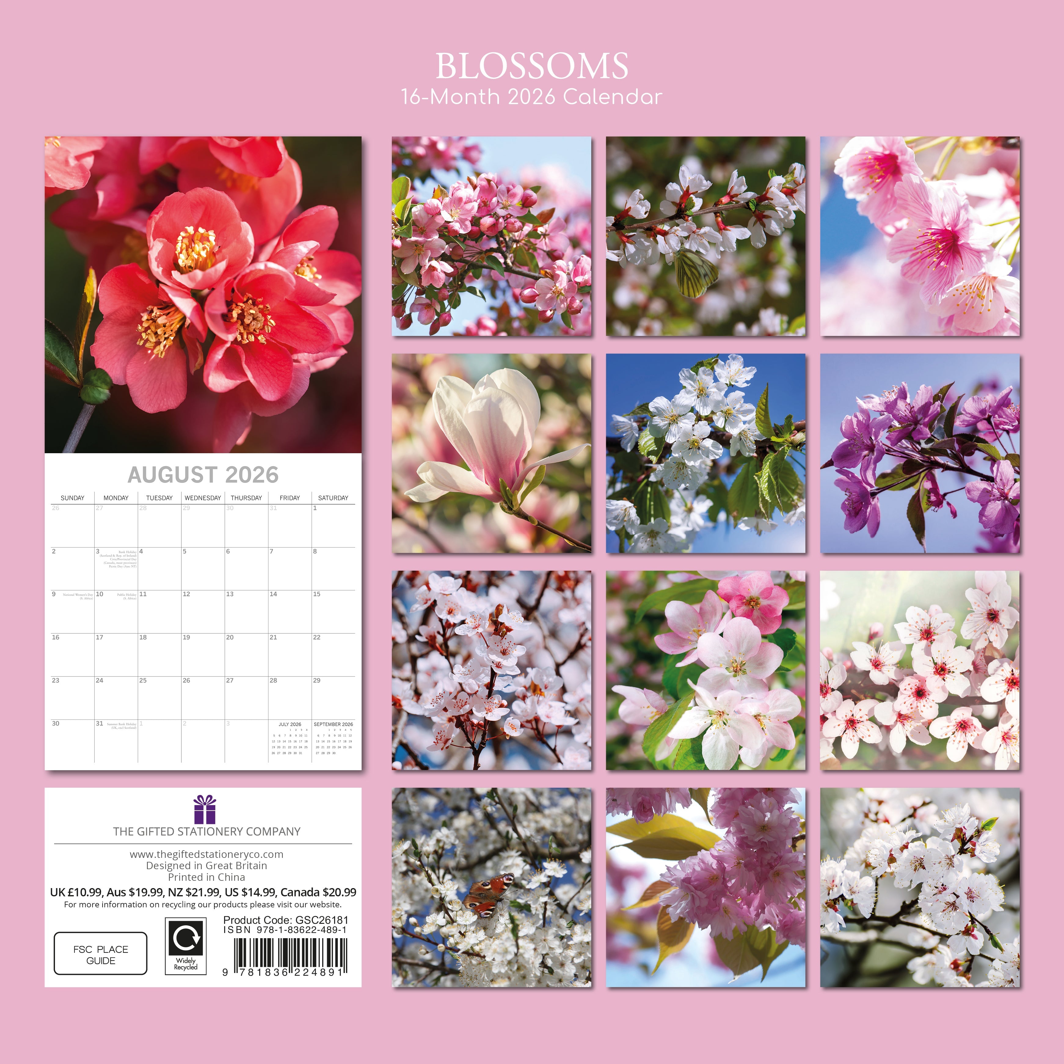 2026 Blossoms - Square Wall Calendar
