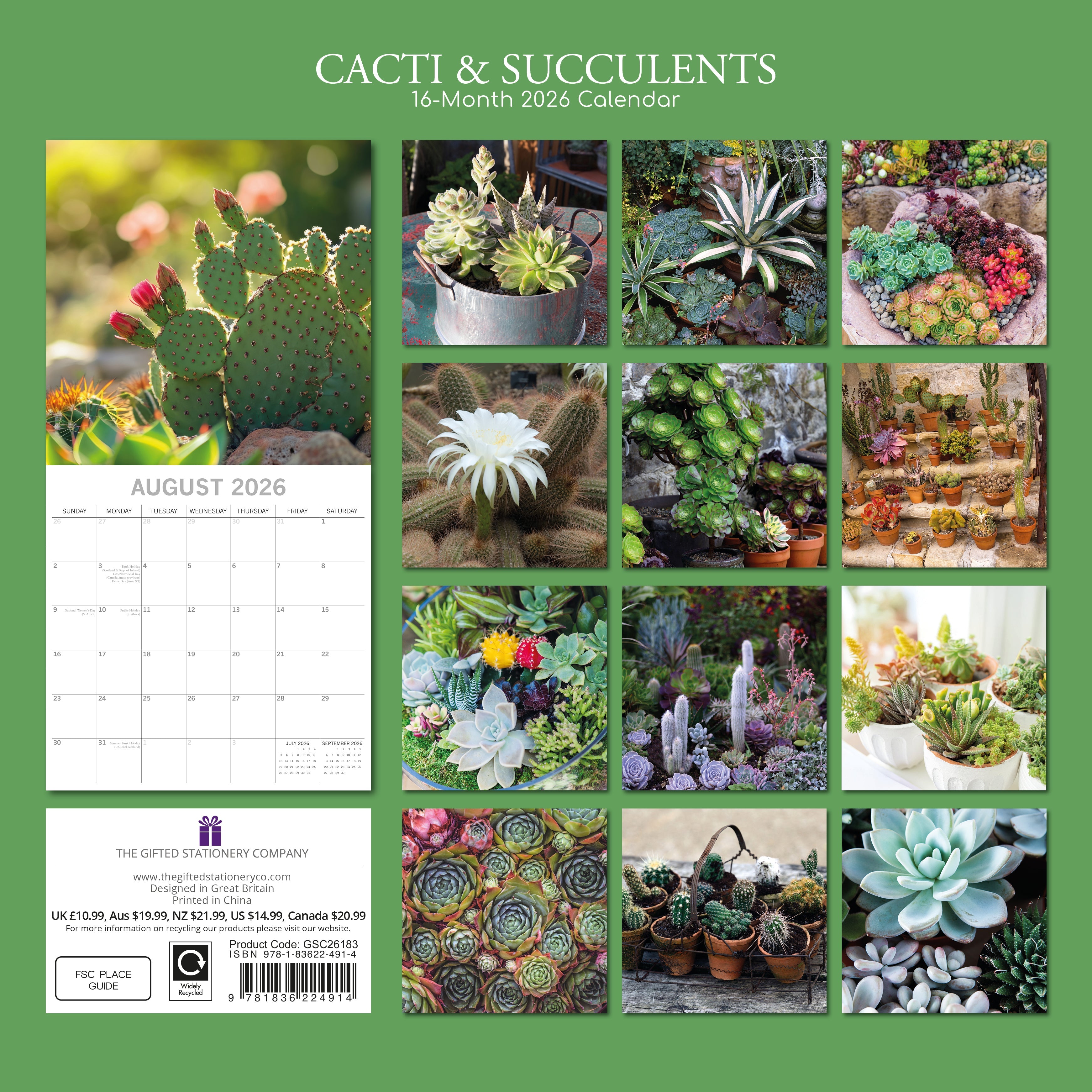 2026 Cacti & Succulents - Square Wall Calendar