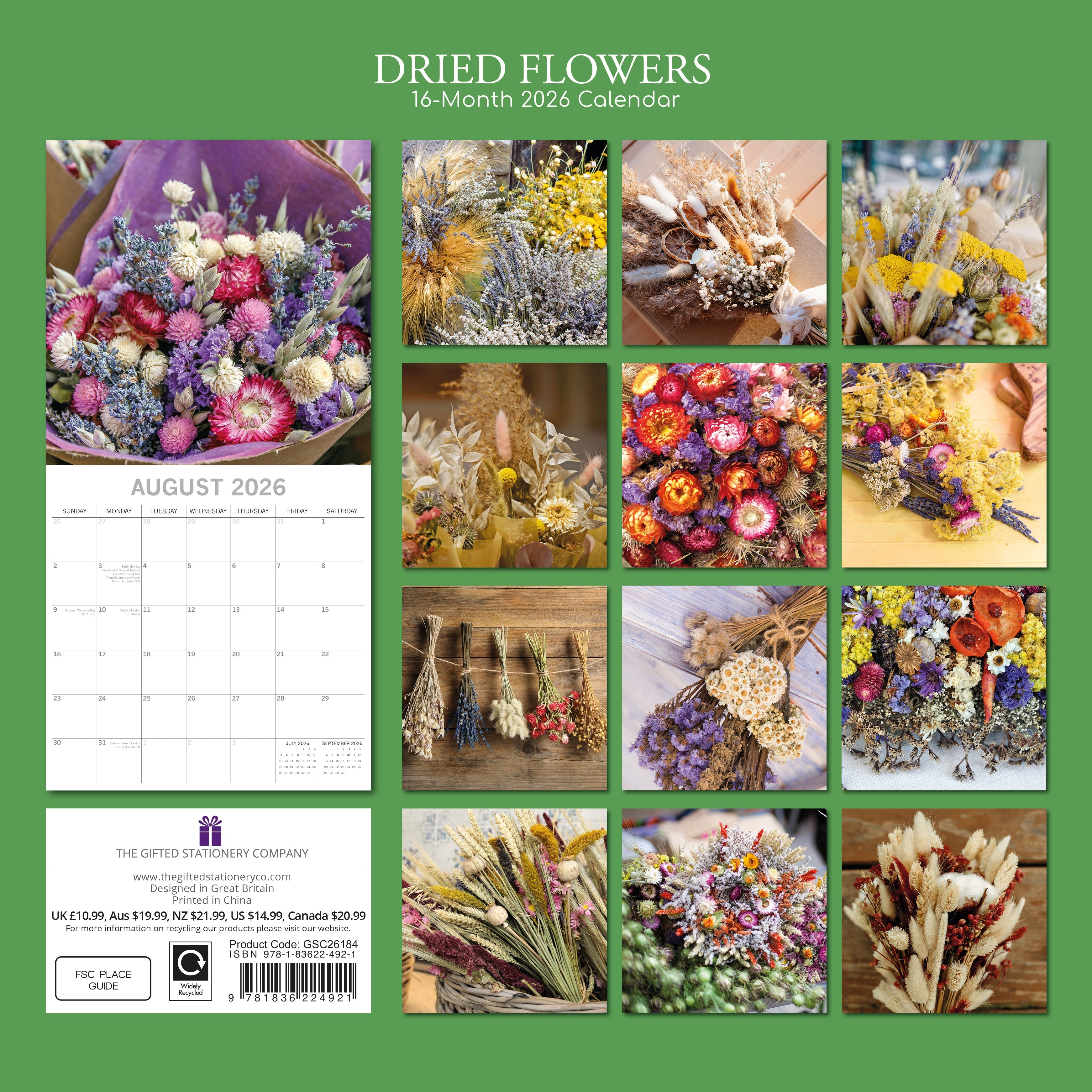 2026 Dried Flowers - Square Wall Calendar