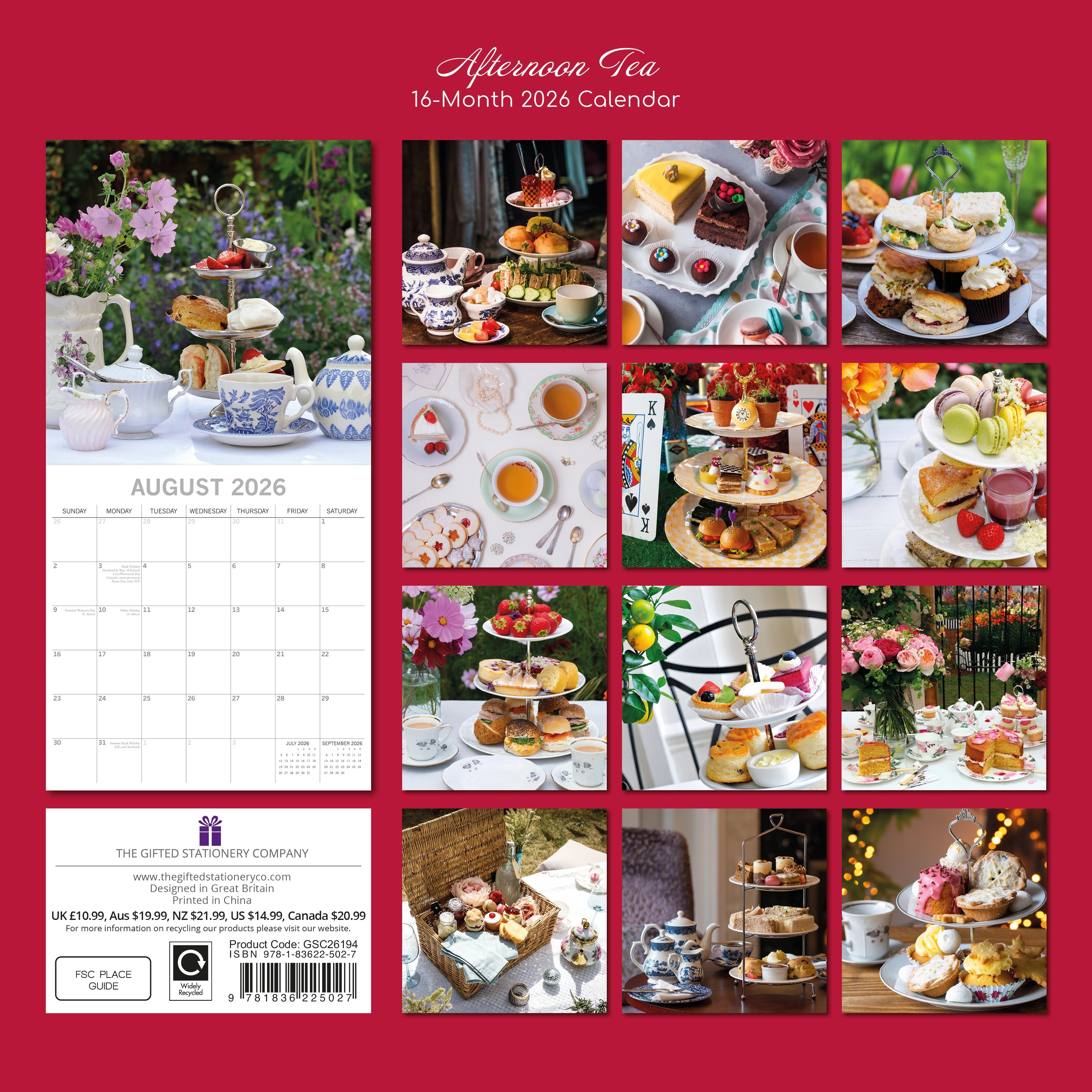 2026 Afternoon Tea - Square Wall Calendar