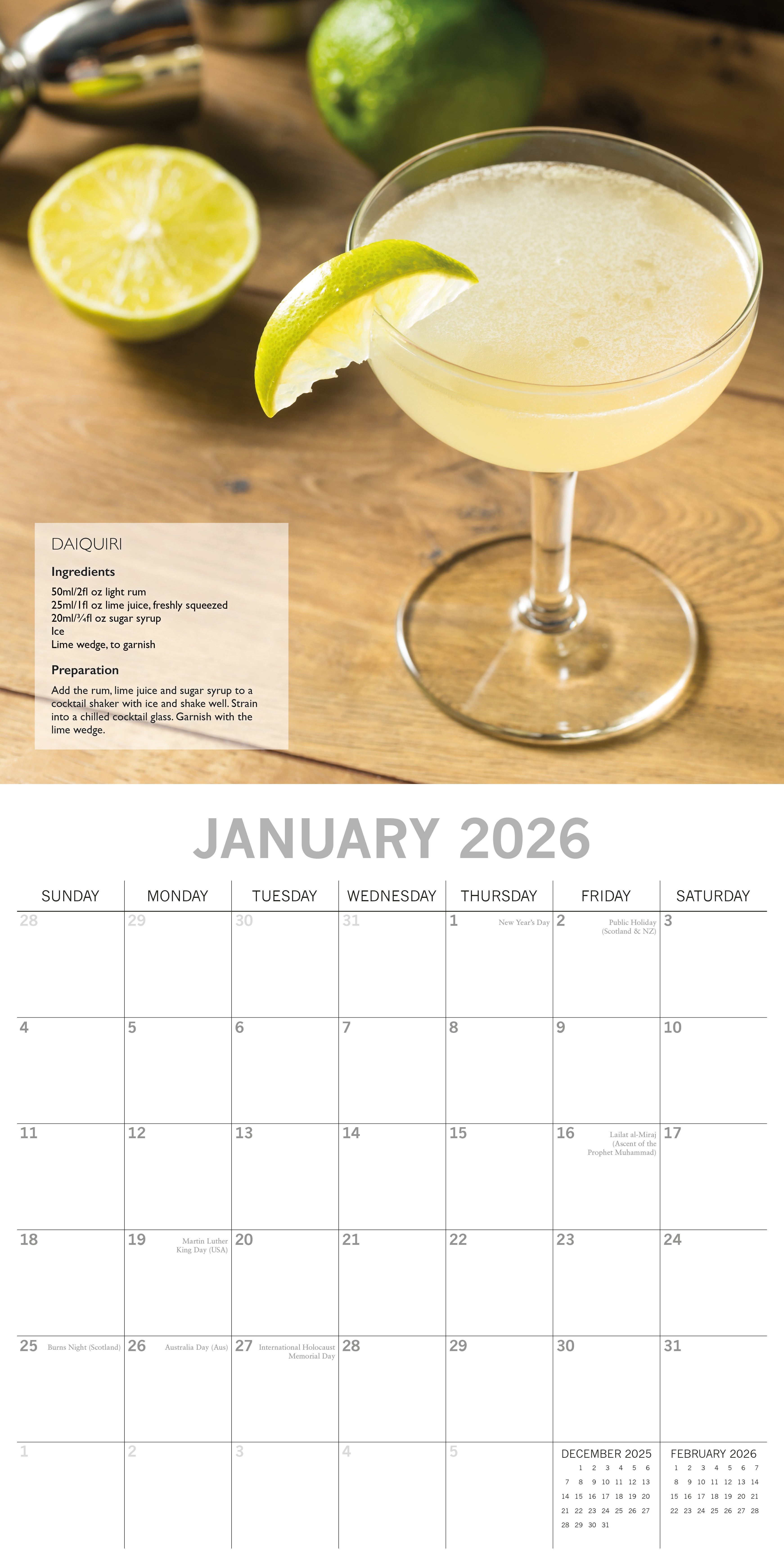 2026 Cocktails - Square Wall Calendar