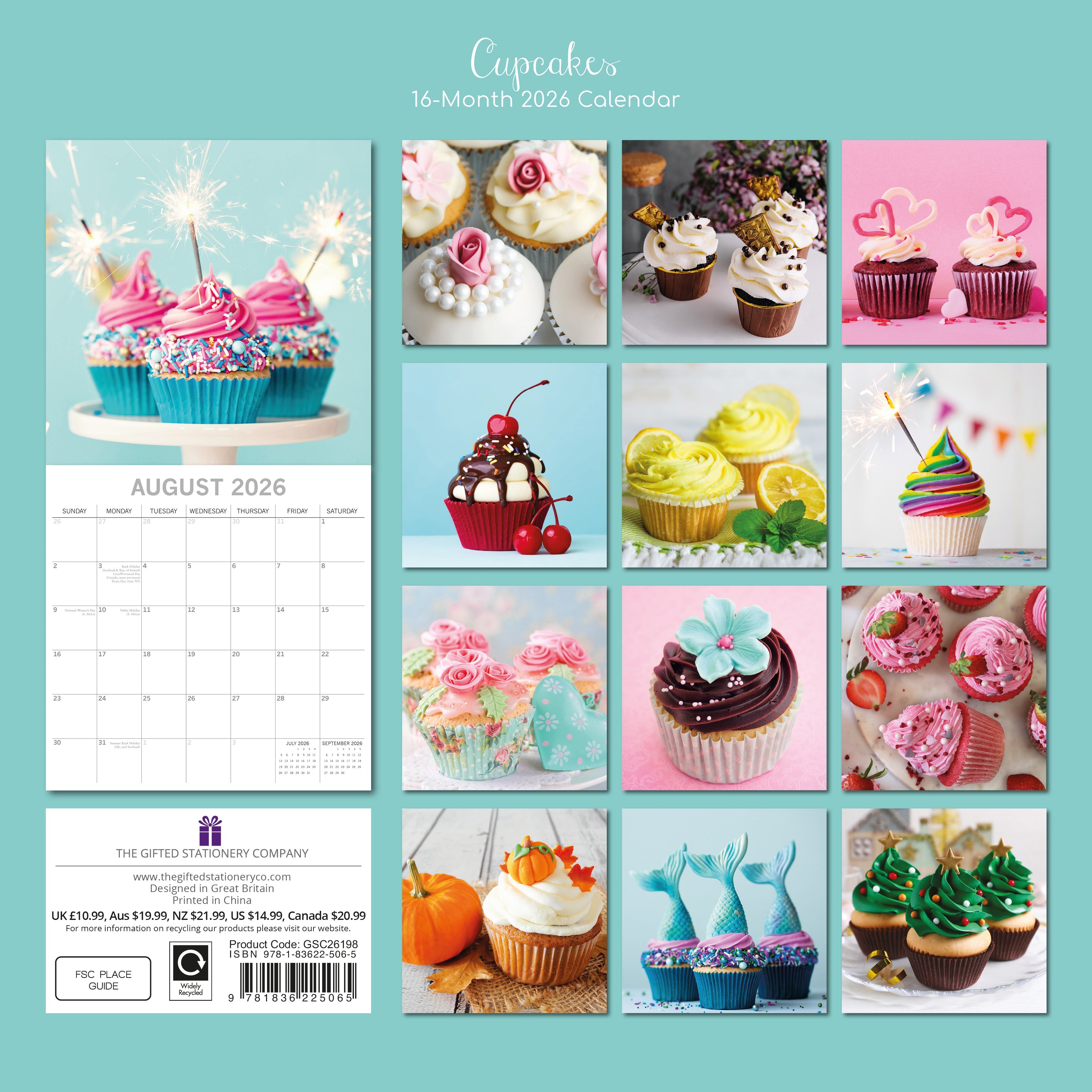2026 Cupcakes - Square Wall Calendar