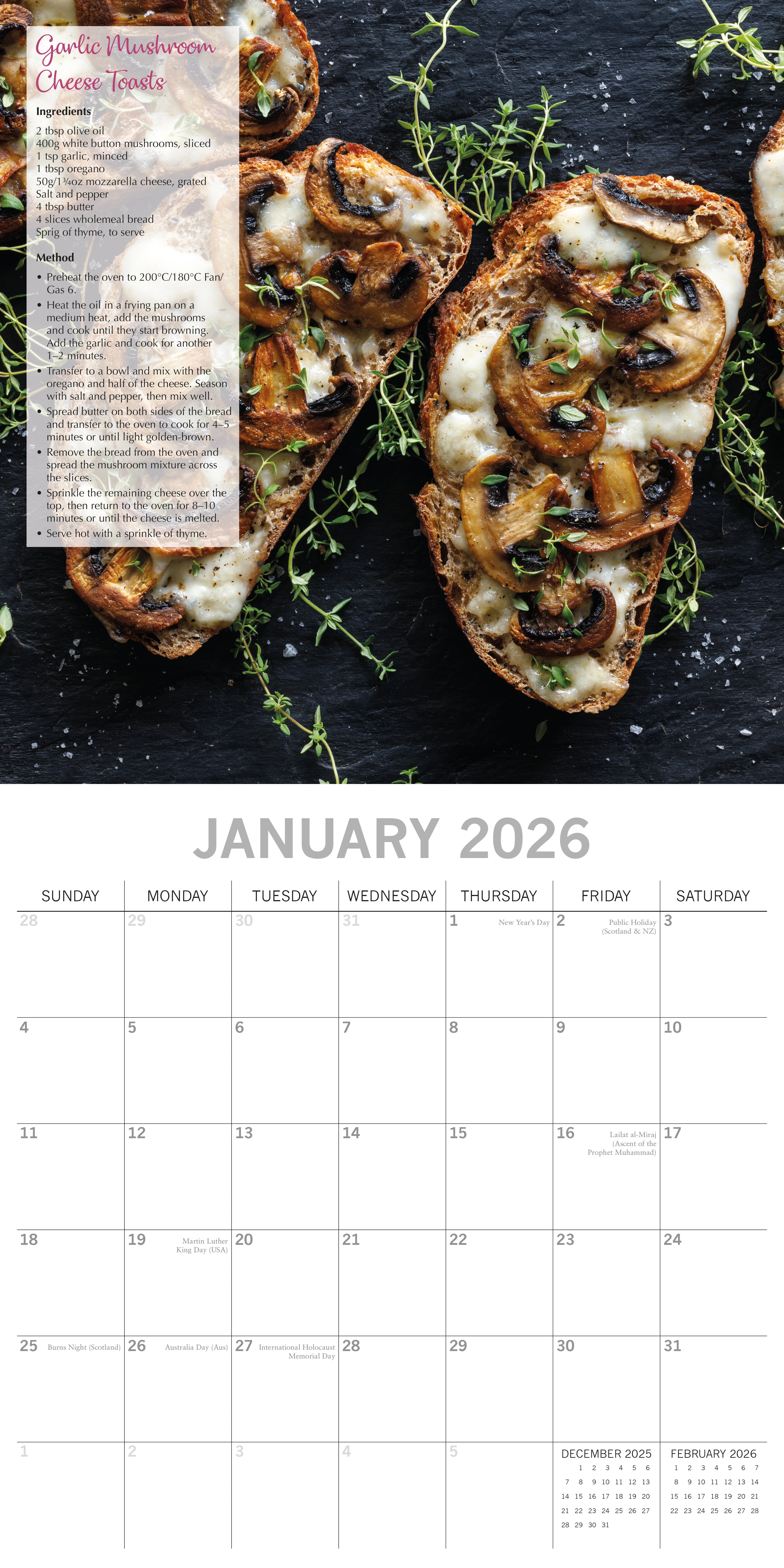 2026 Tasty Vegetarian Recipes - Square Wall Calendar