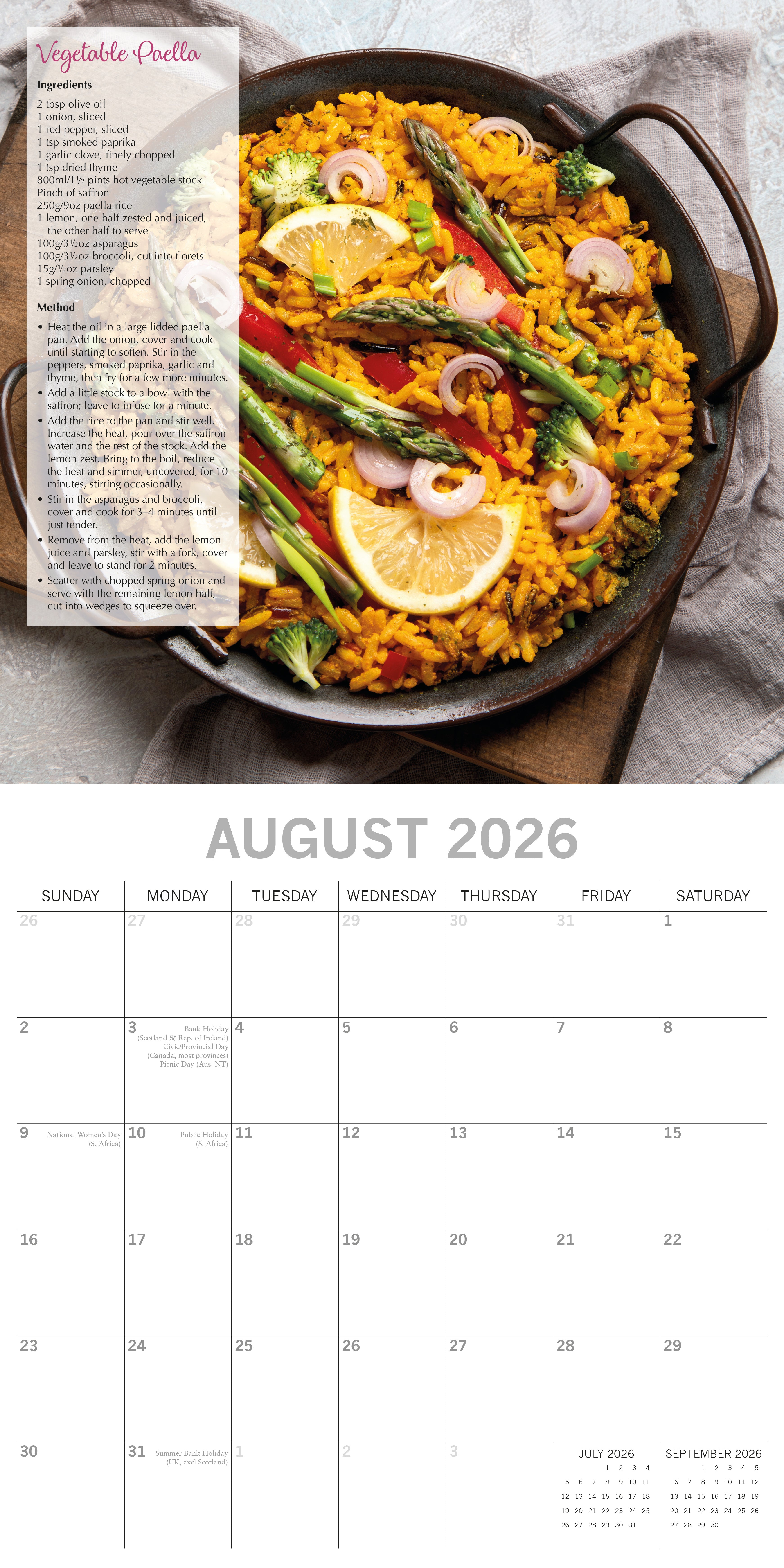 2026 Tasty Vegetarian Recipes - Square Wall Calendar