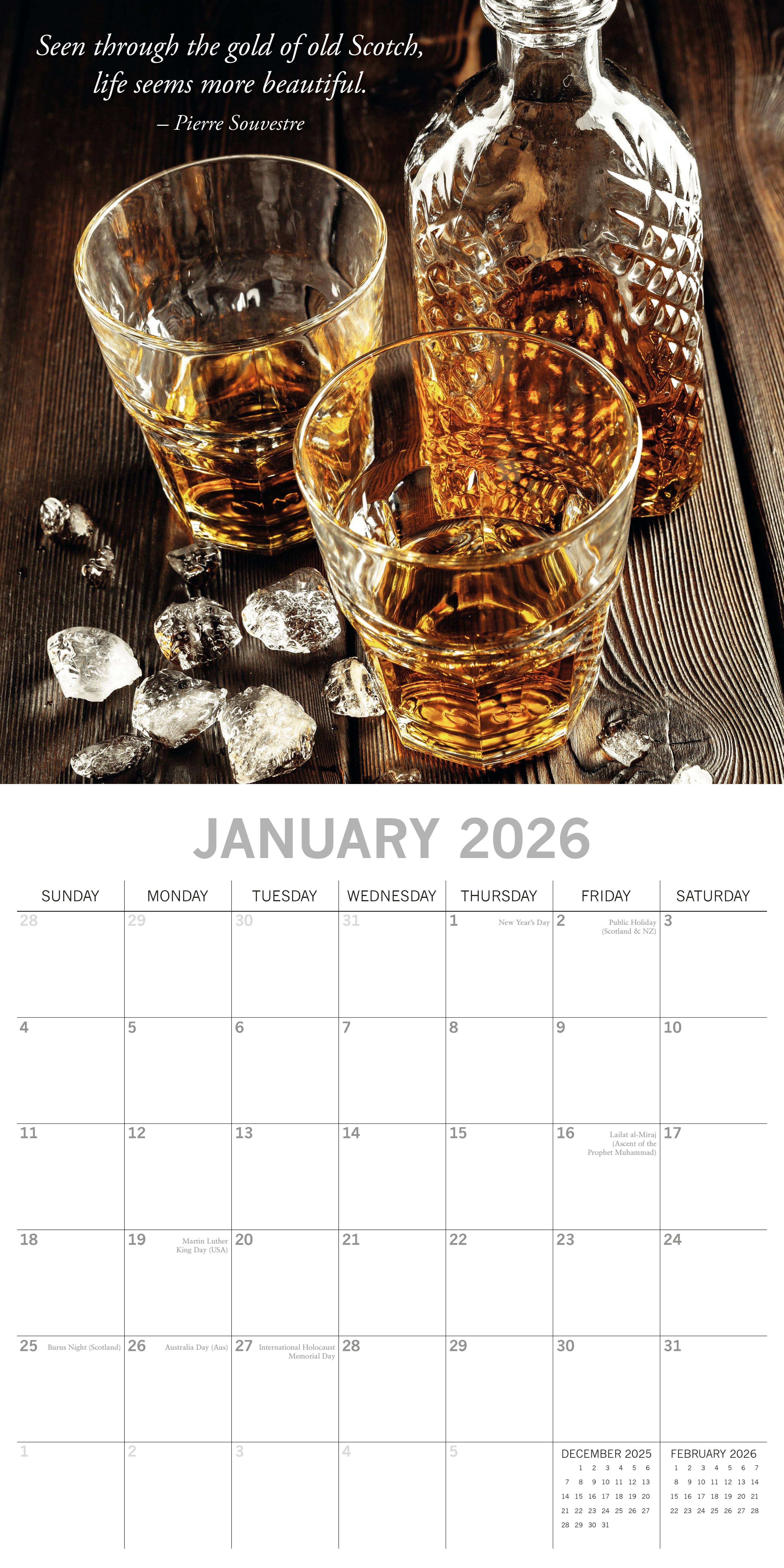 2026 Whisky - Square Wall Calendar