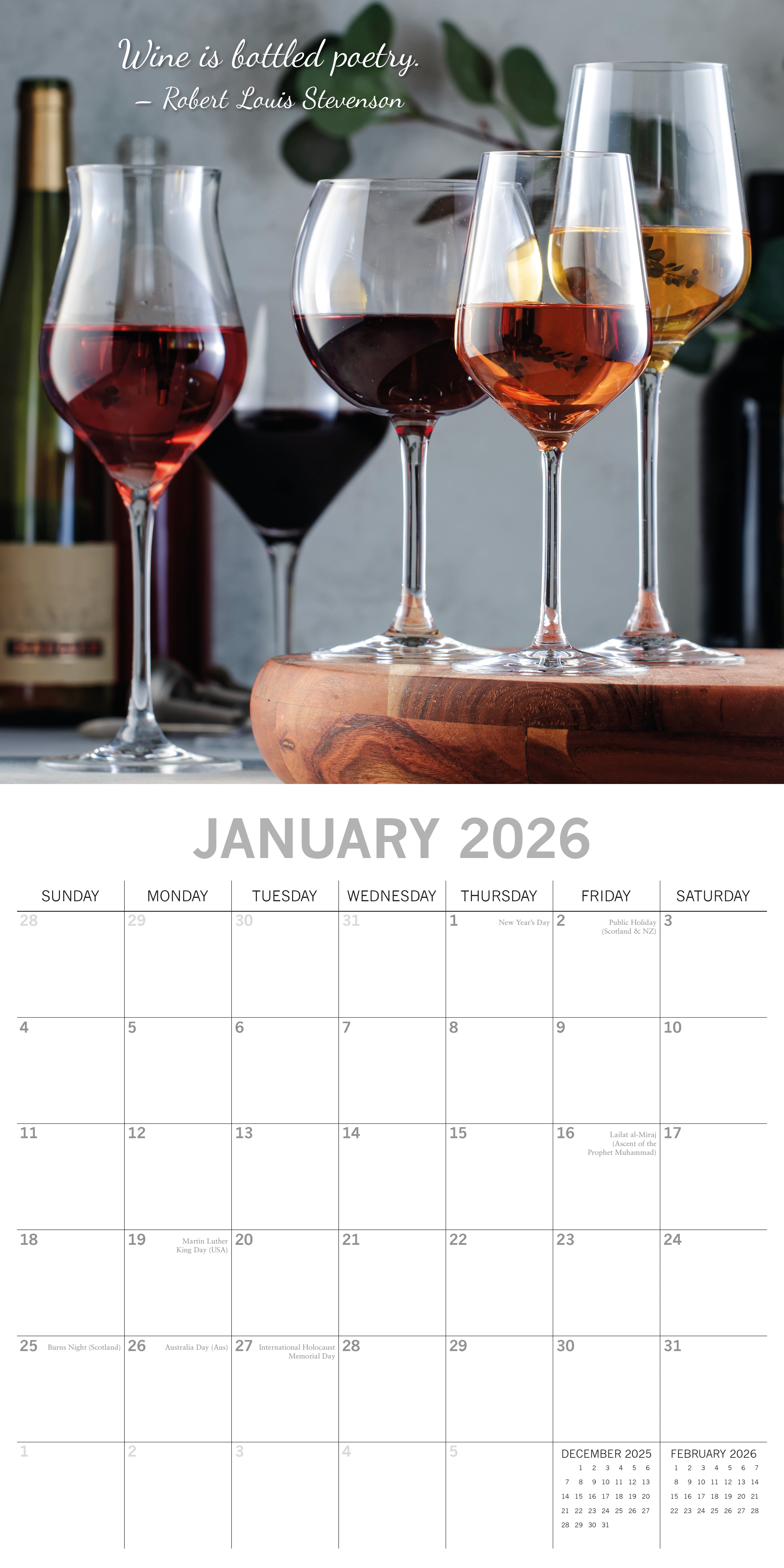 2026 Wine - Square Wall Calendar