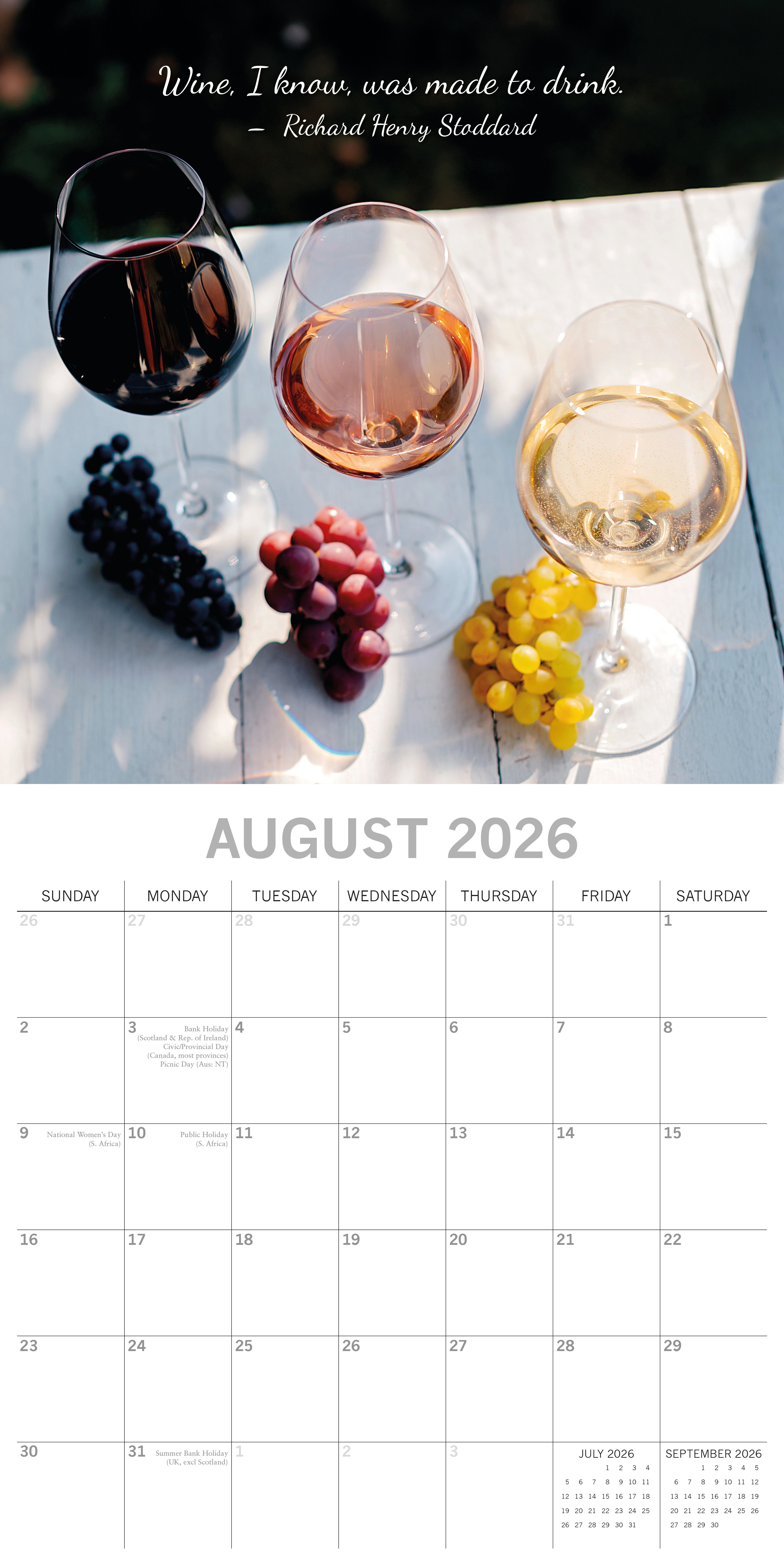 2026 Wine - Square Wall Calendar