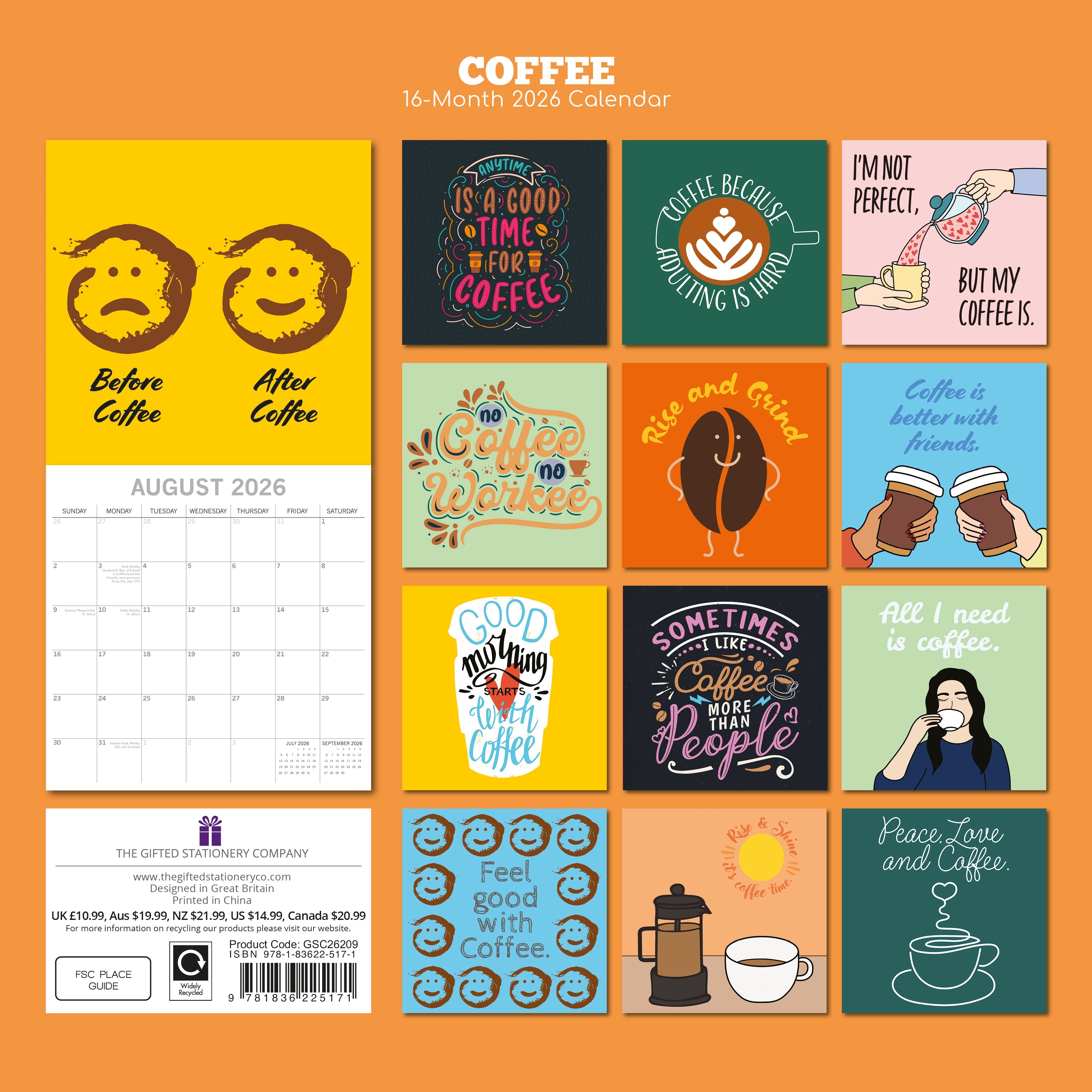 2026 Coffee - Square Wall Calendar