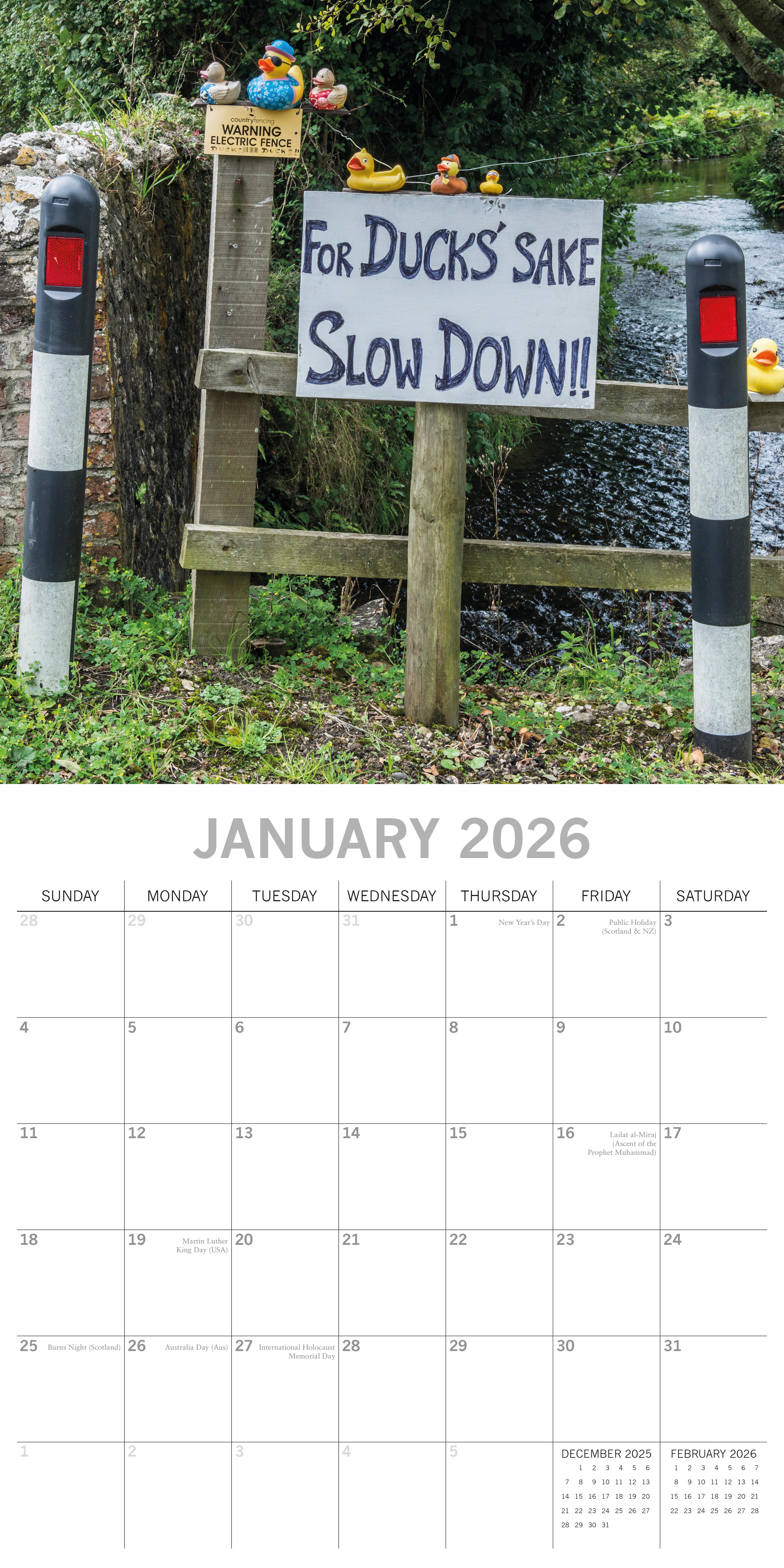 2026 Danger!...Hilarious Road Signs Ahead - Square Wall Calendar
