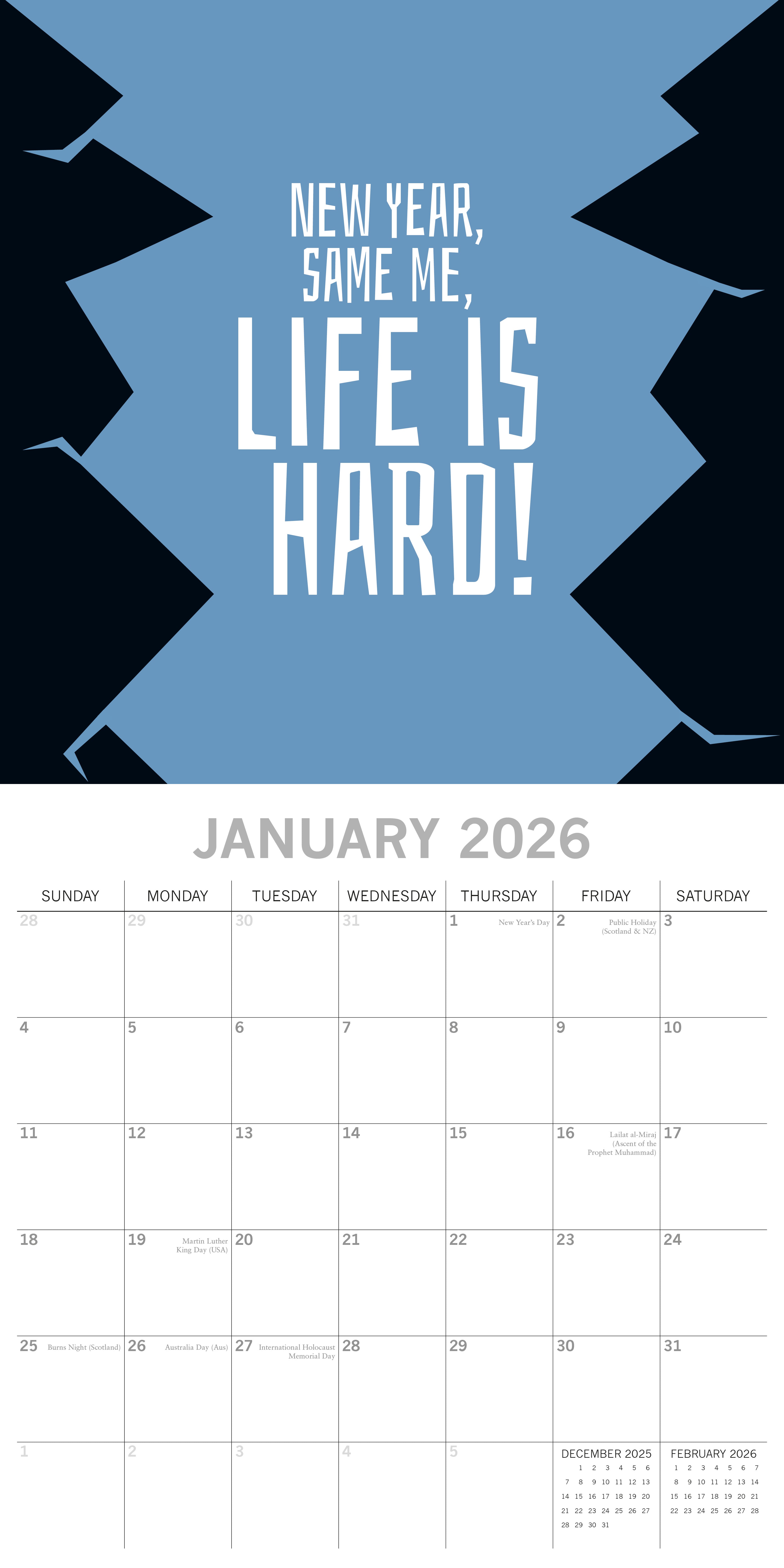 2026 Life - The Struggle is Real - Square Wall Calendar