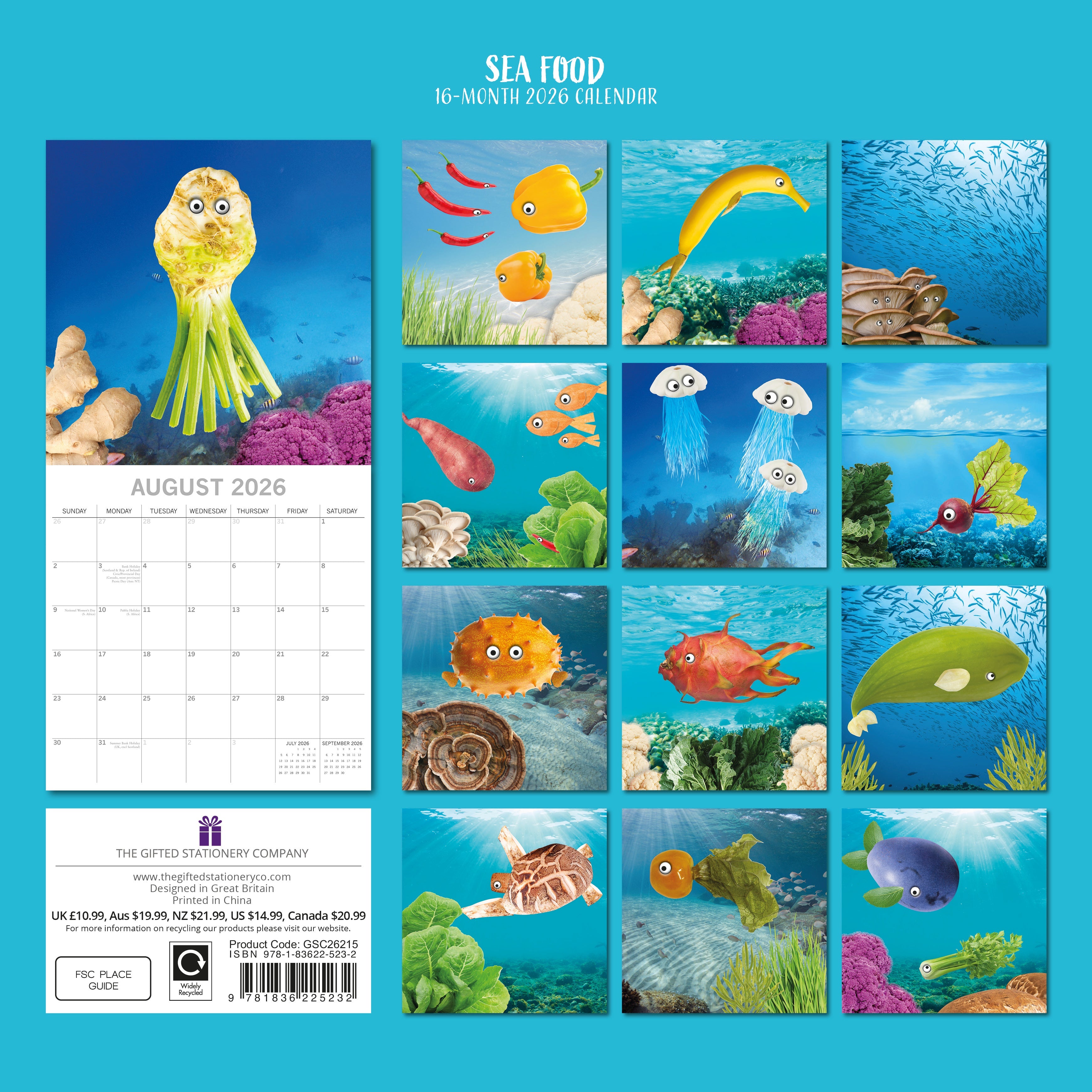 2026 Sea Food - Square Wall Calendar