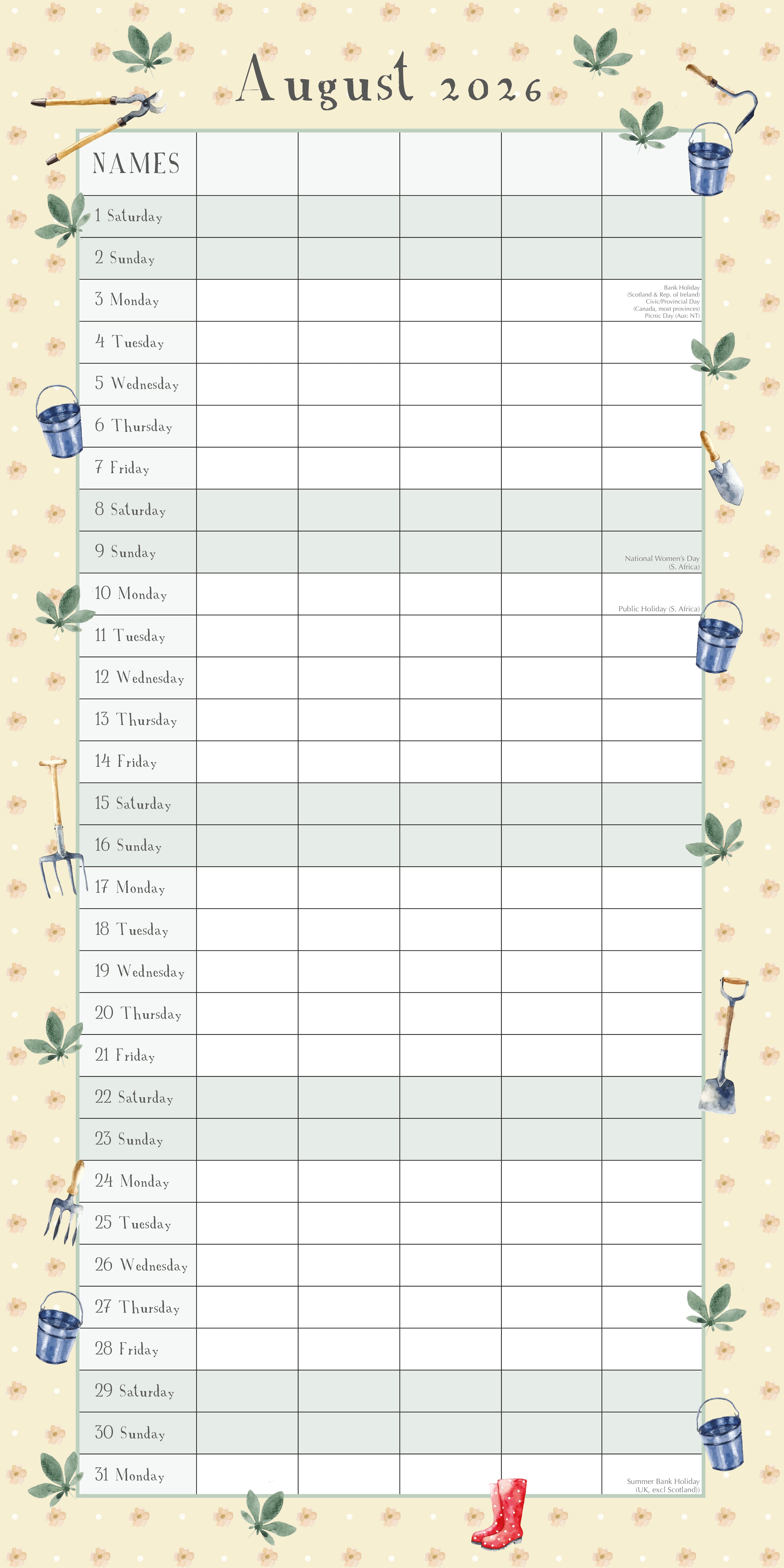 2026 Garden Organiser - Square Wall Calendar