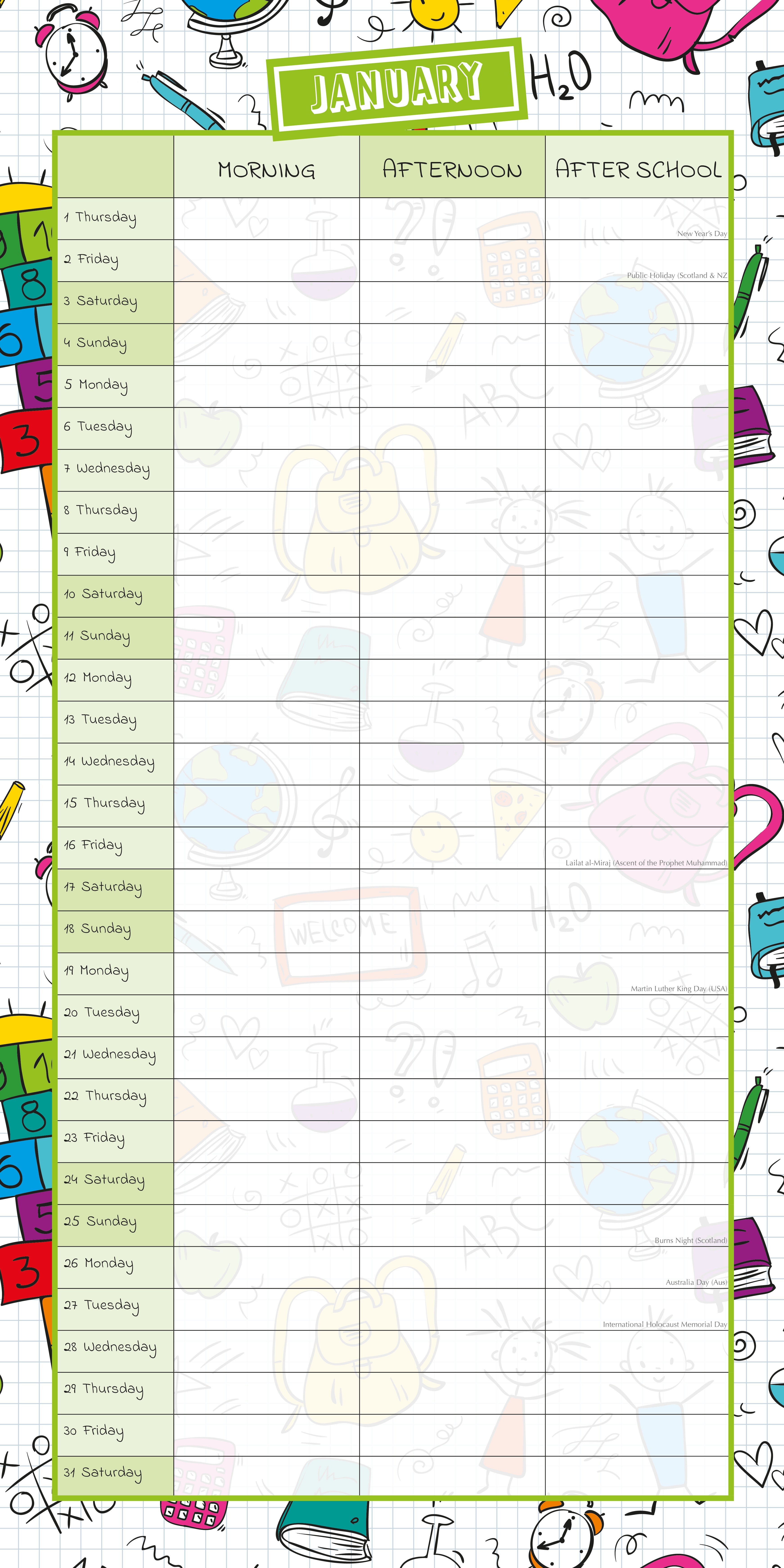 2026 School Planner - Square Wall Calendar