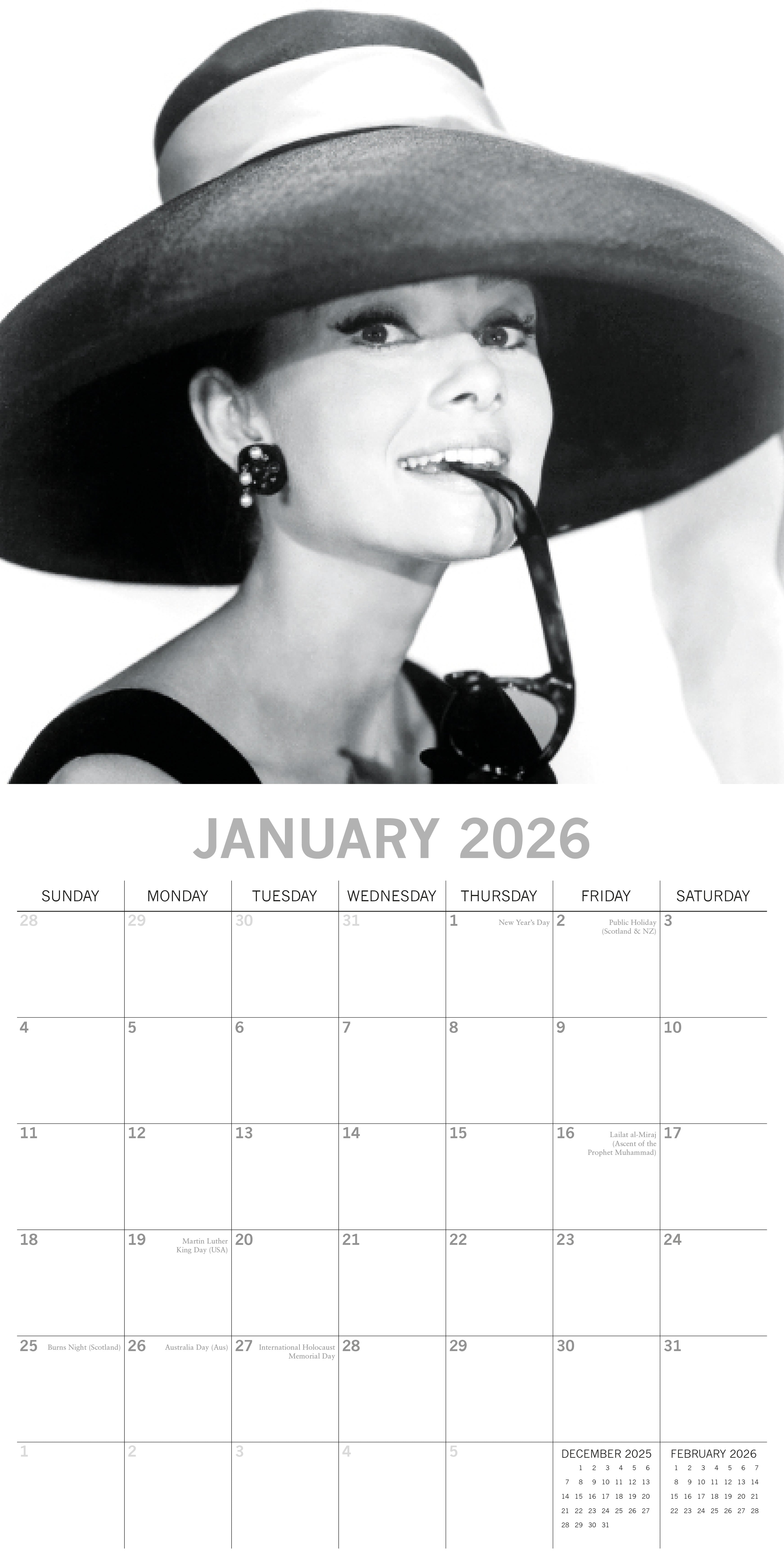 2026 Audrey Hepburn - Square Wall Calendar