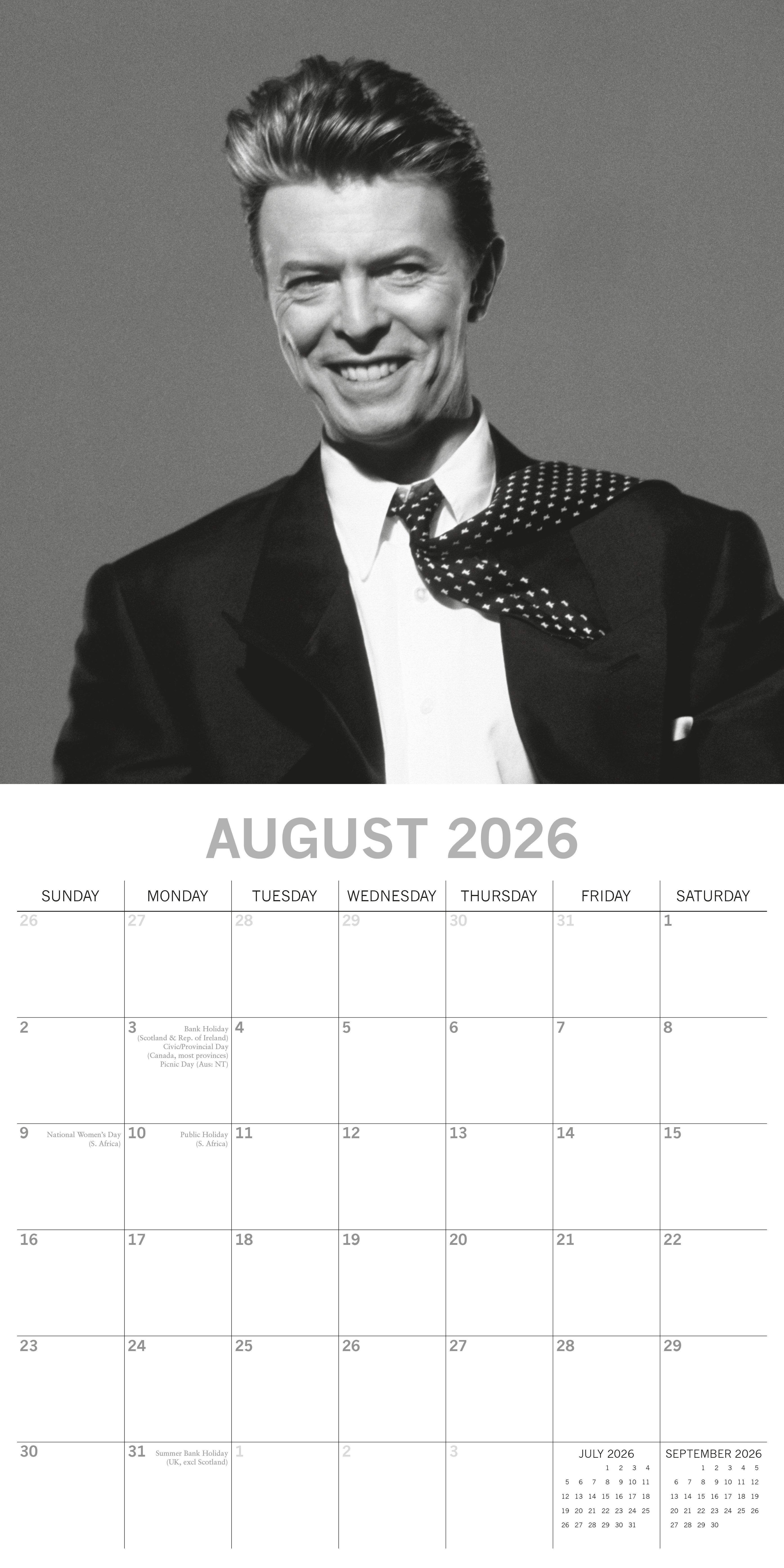 2026 David Bowie - Square Wall Calendar