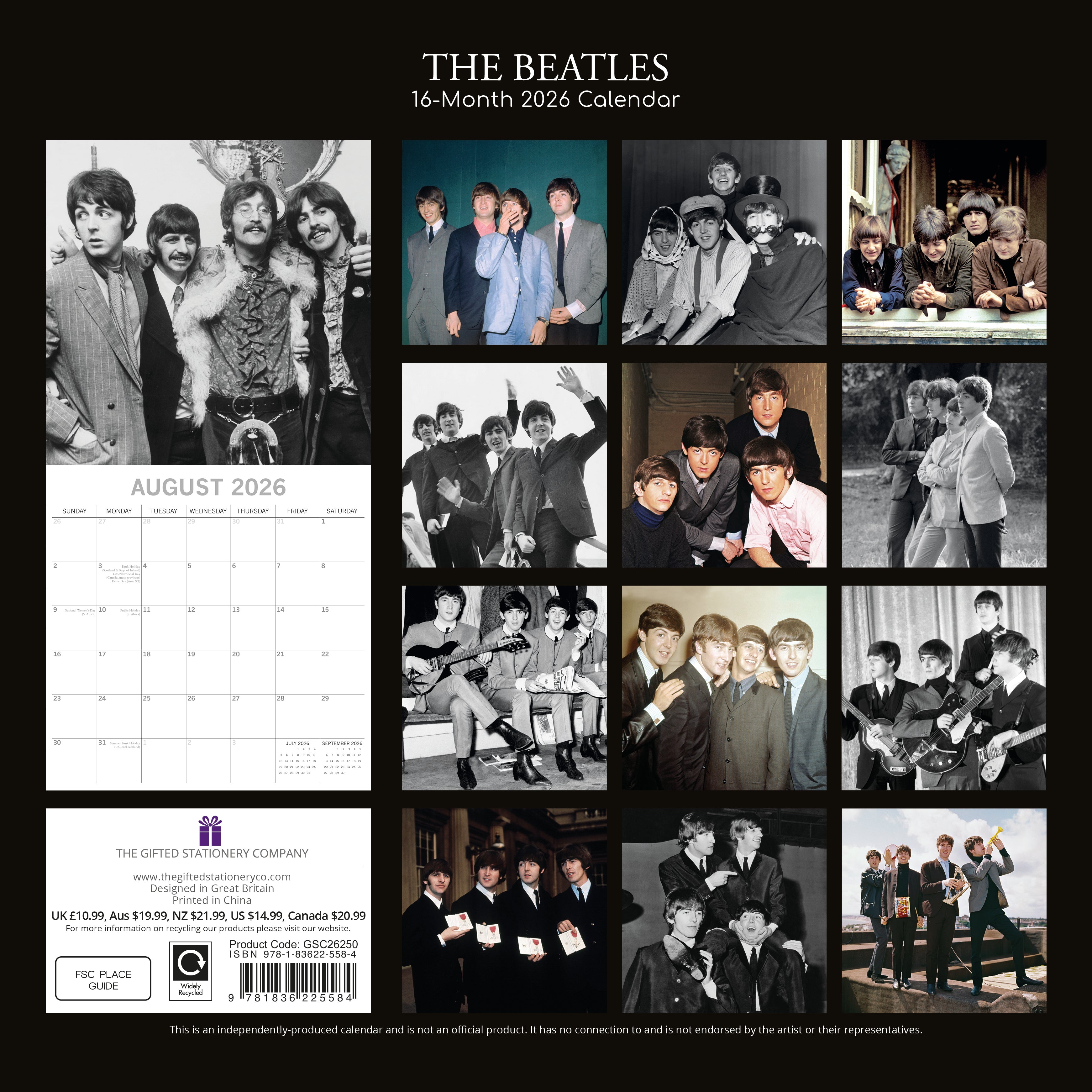 2026 The Beatles - Square Wall Calendar