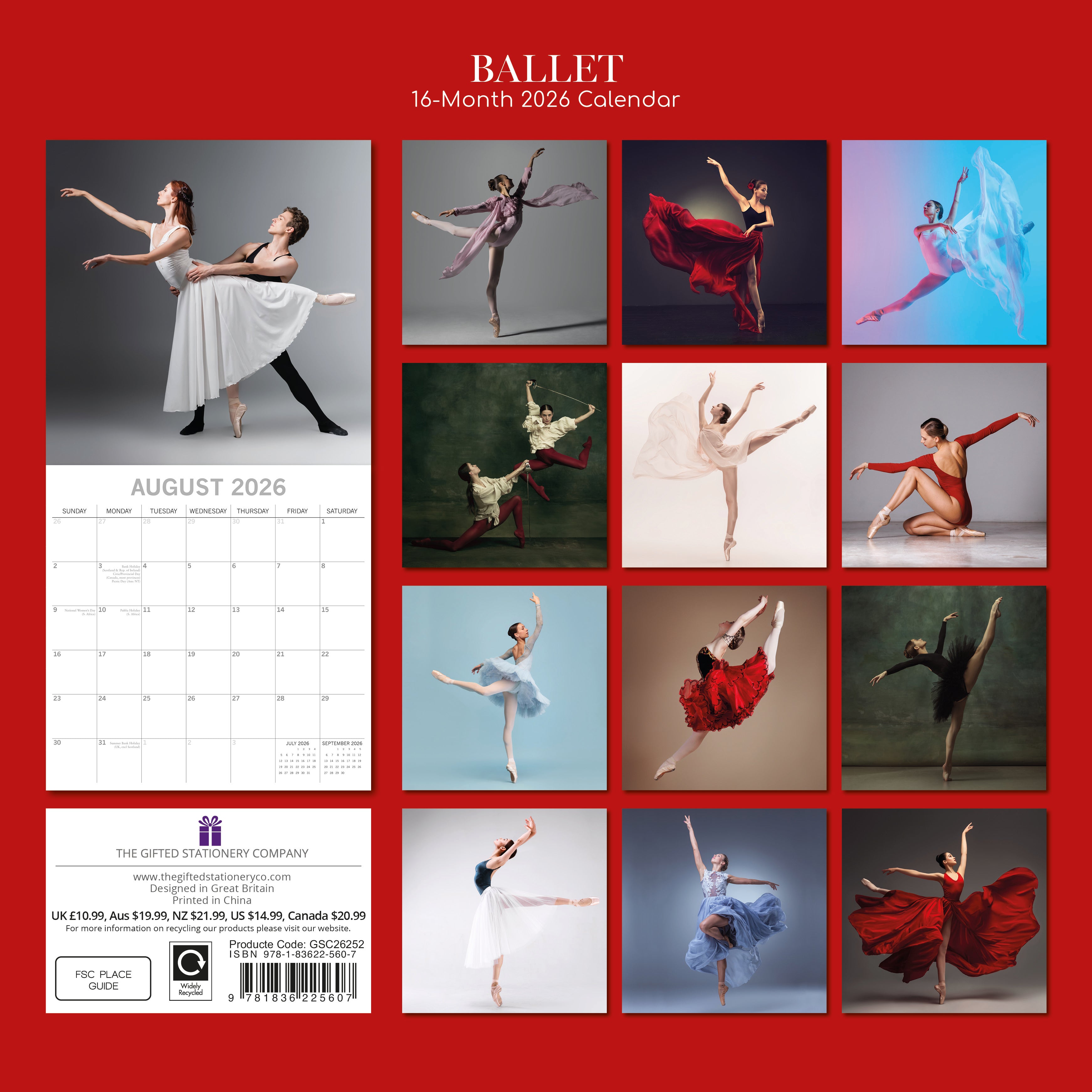 2026 Ballet - Square Wall Calendar - DAMAGED PACKAGING