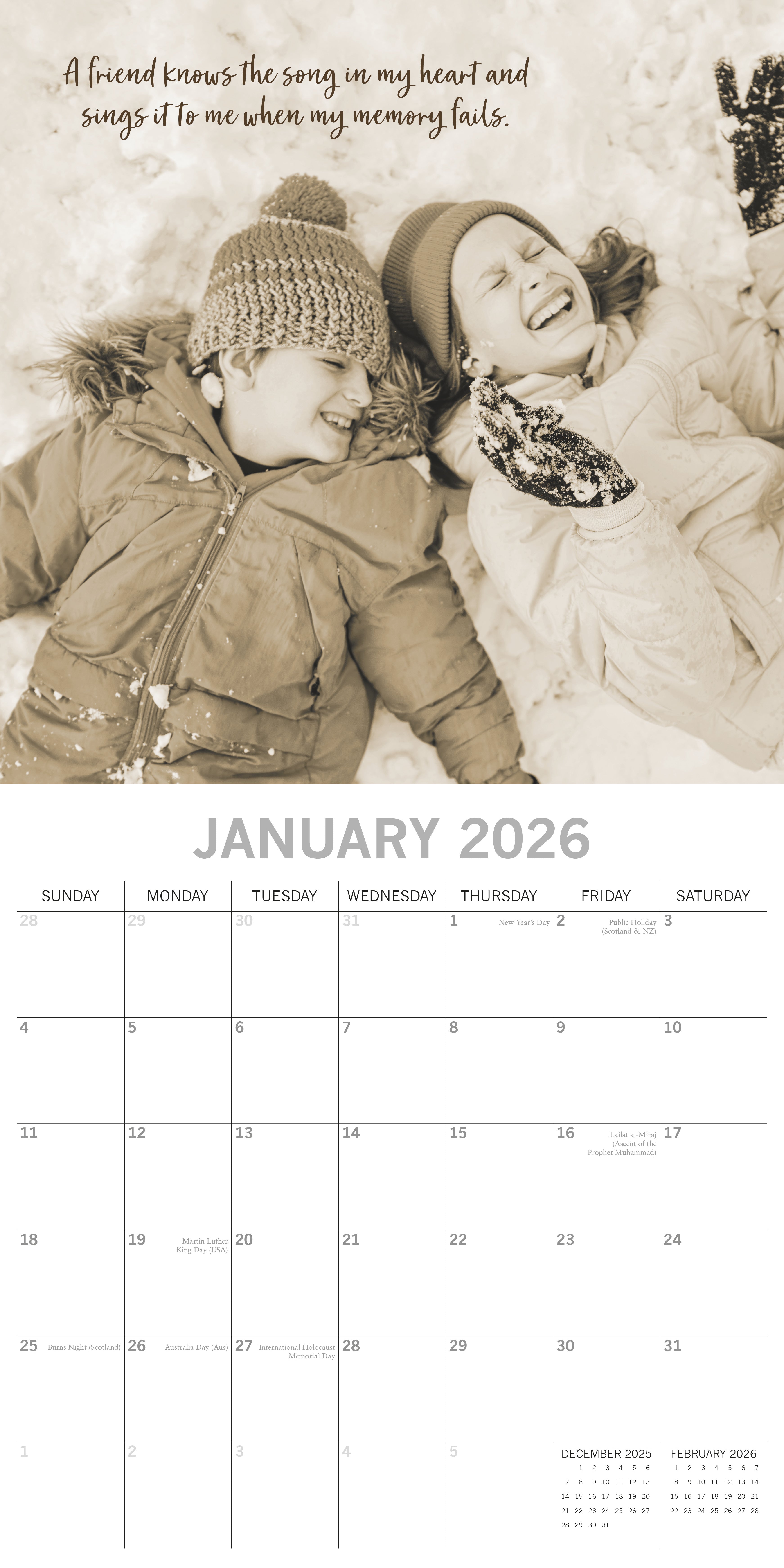 2026 Friendship - Square Wall Calendar