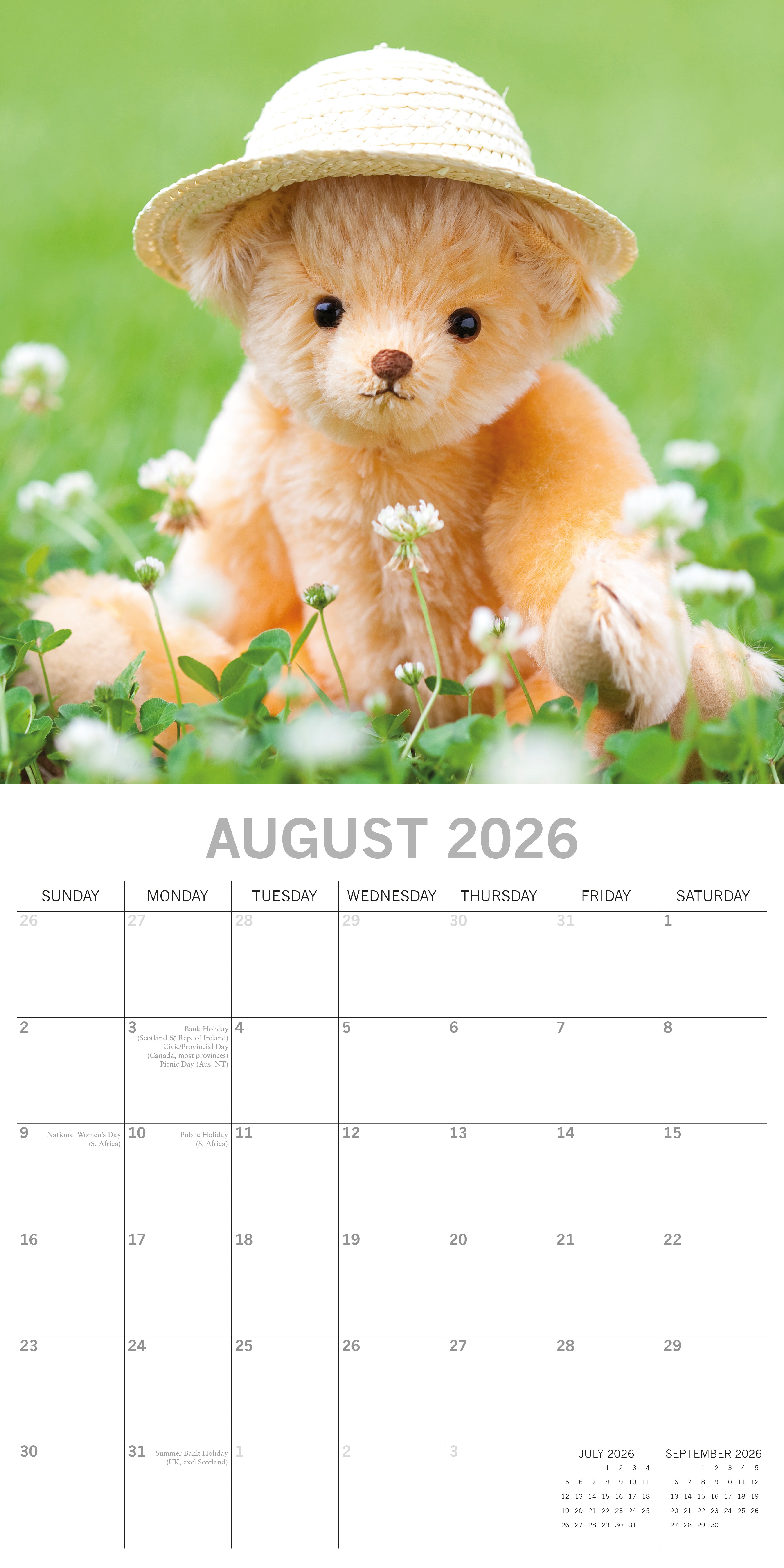 2026 Teddy Bears - Square Wall Calendar