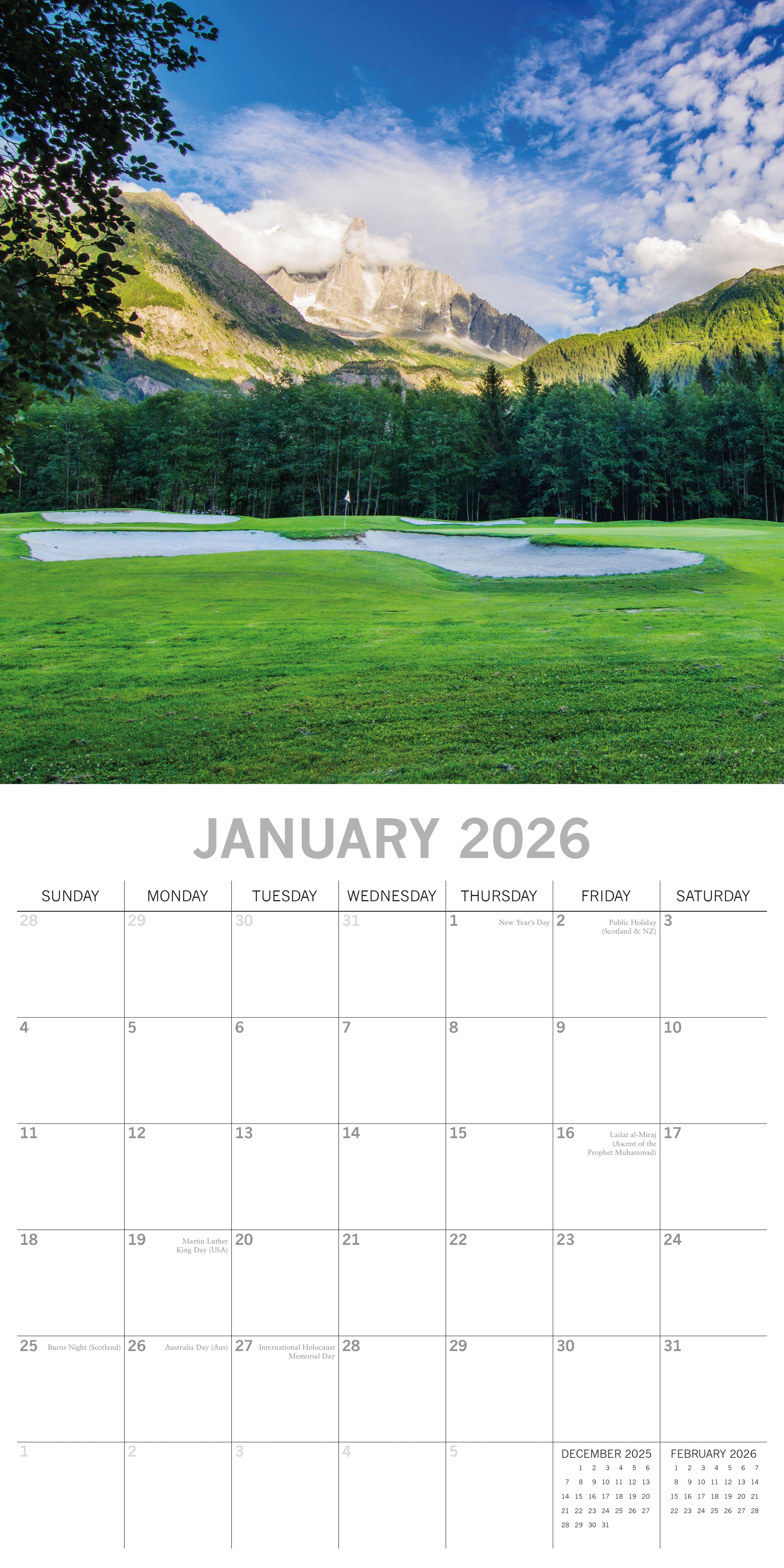 2026 The World of Golf - Square Wall Calendar