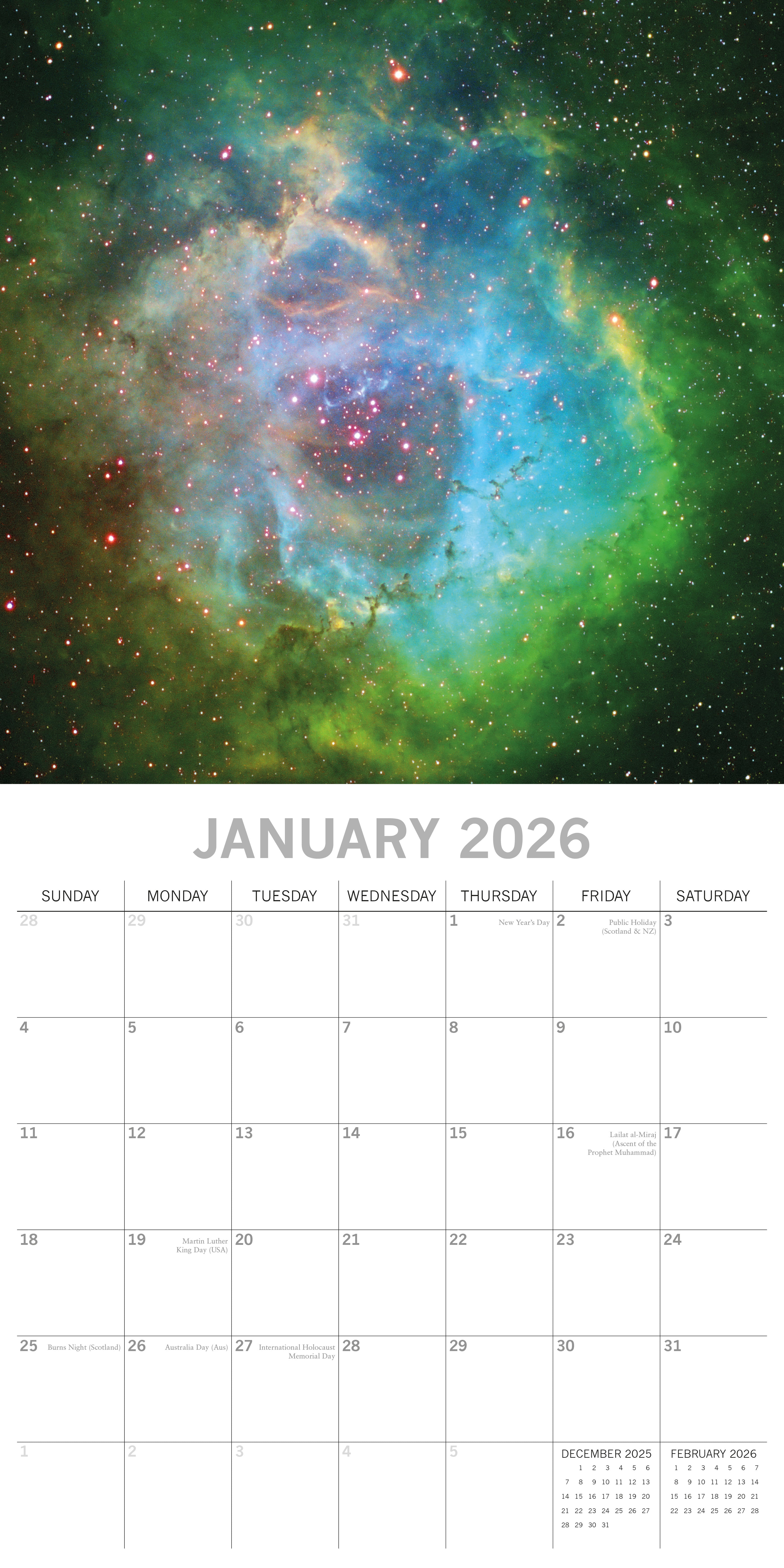 2026 Space - Square Wall Calendar