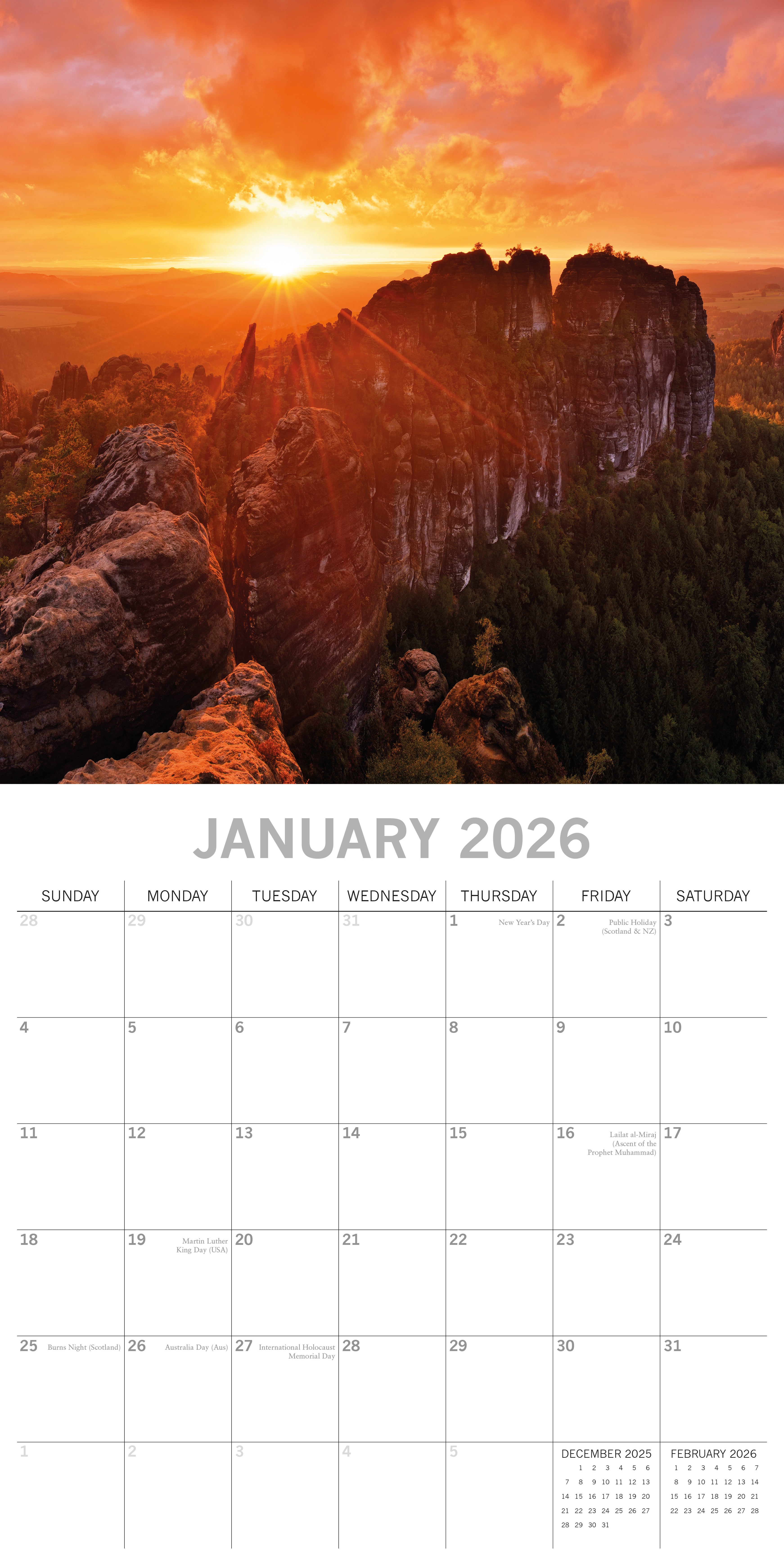 2026 Sunsets - Square Wall Calendar