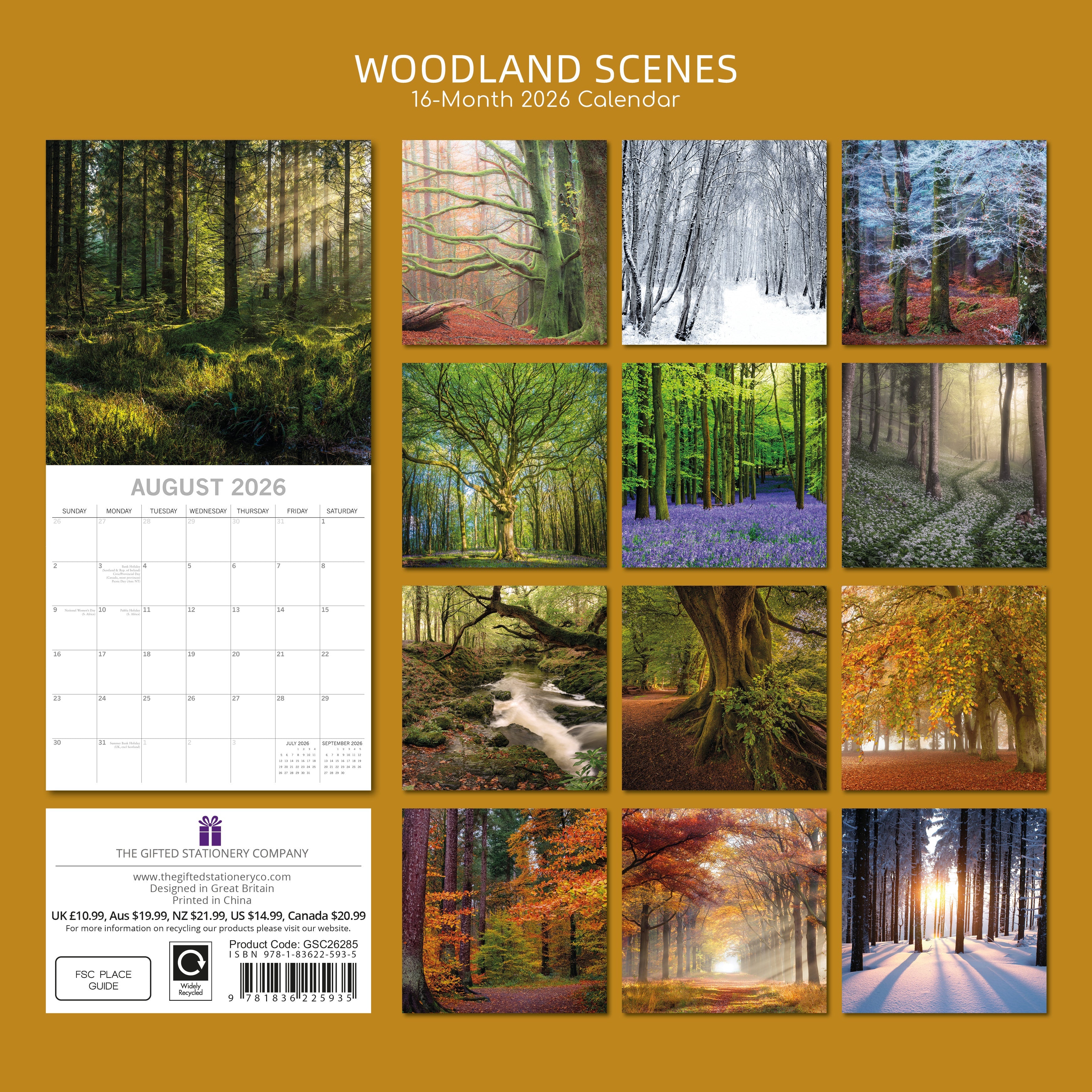 2026 Woodland Scenes - Square Wall Calendar