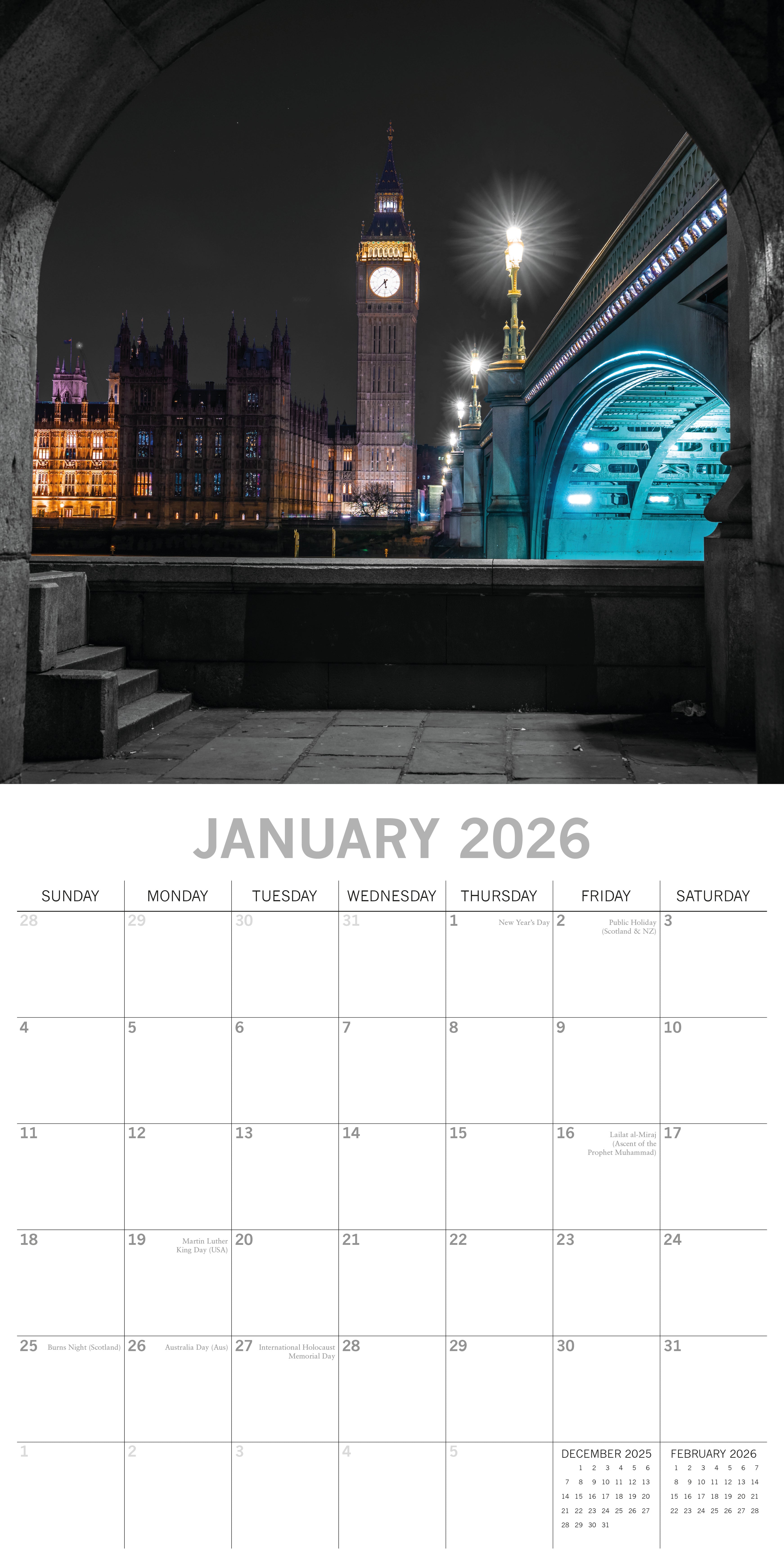 2026 London Limelight - Square Wall Calendar