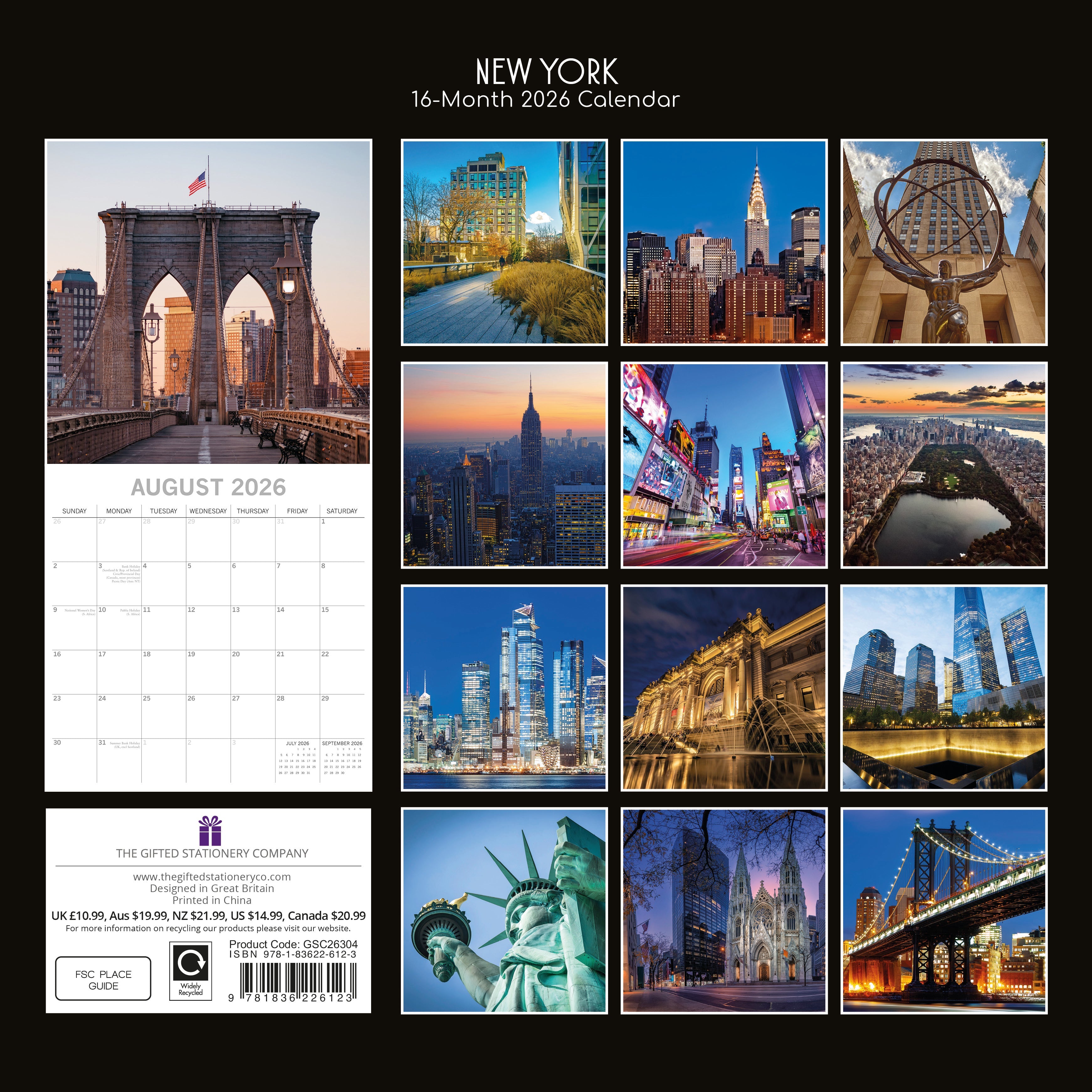 2026 New York - Square Wall Calendar