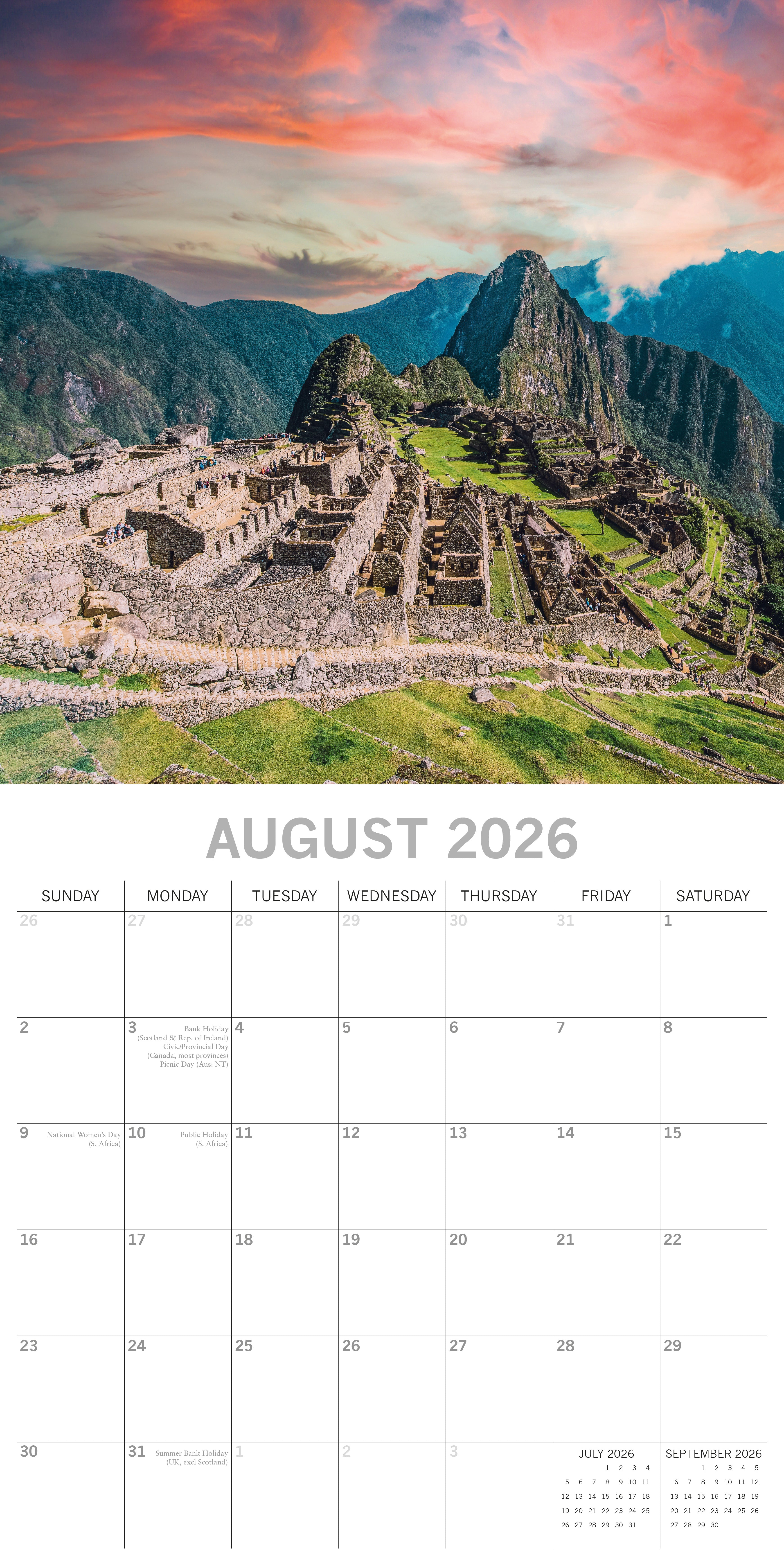 2026 Wonders of the World - Square Wall Calendar