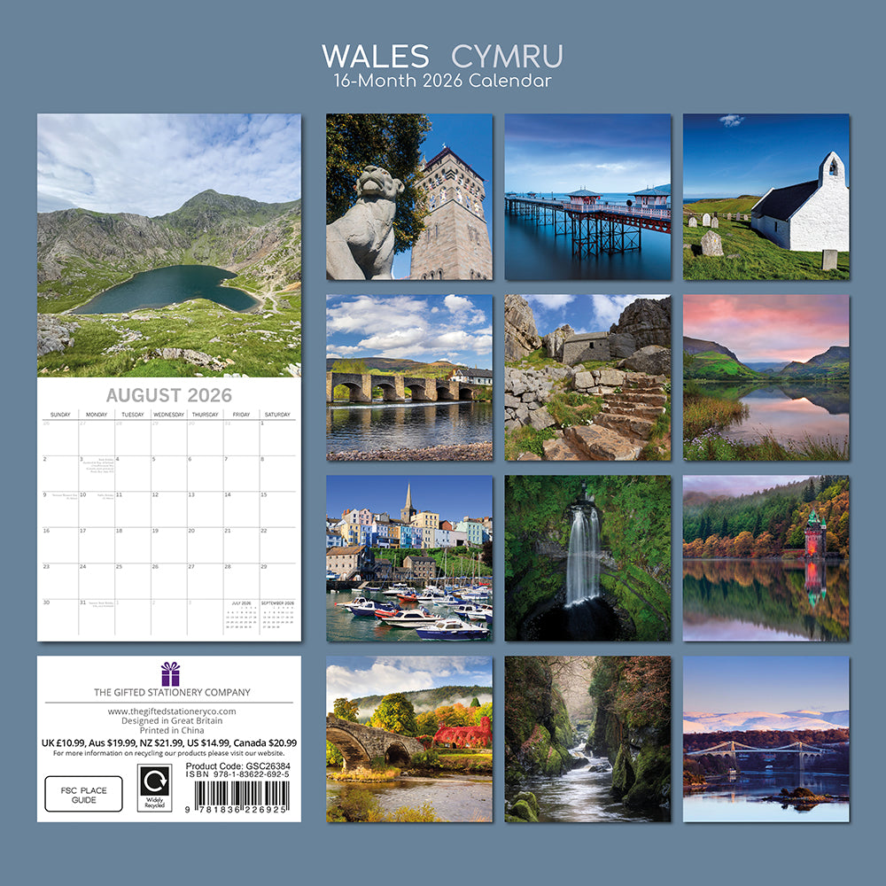 2026 Wales - Square Wall Calendar