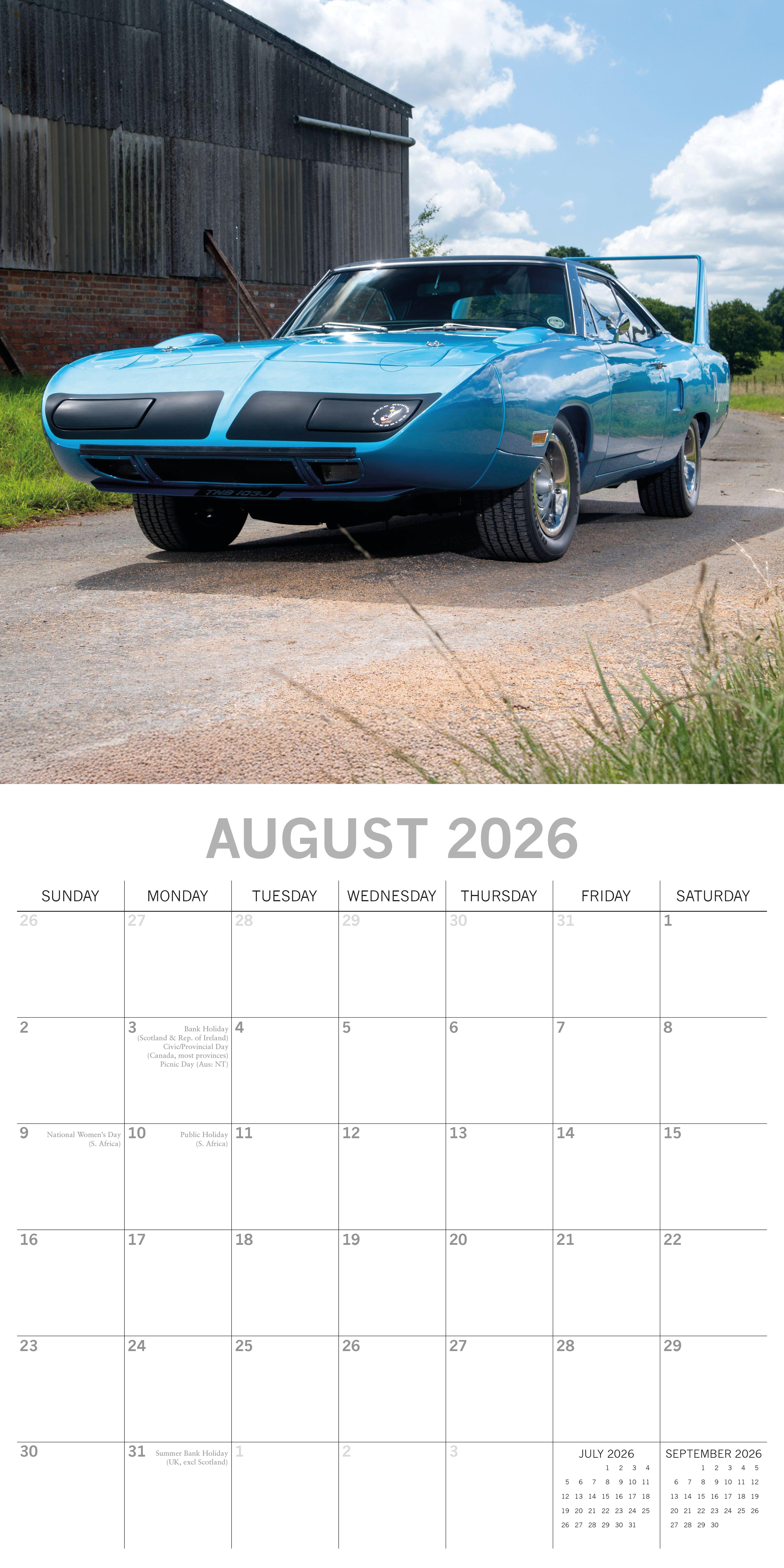 2026 American Muscle Cars - Square Wall Calendar
