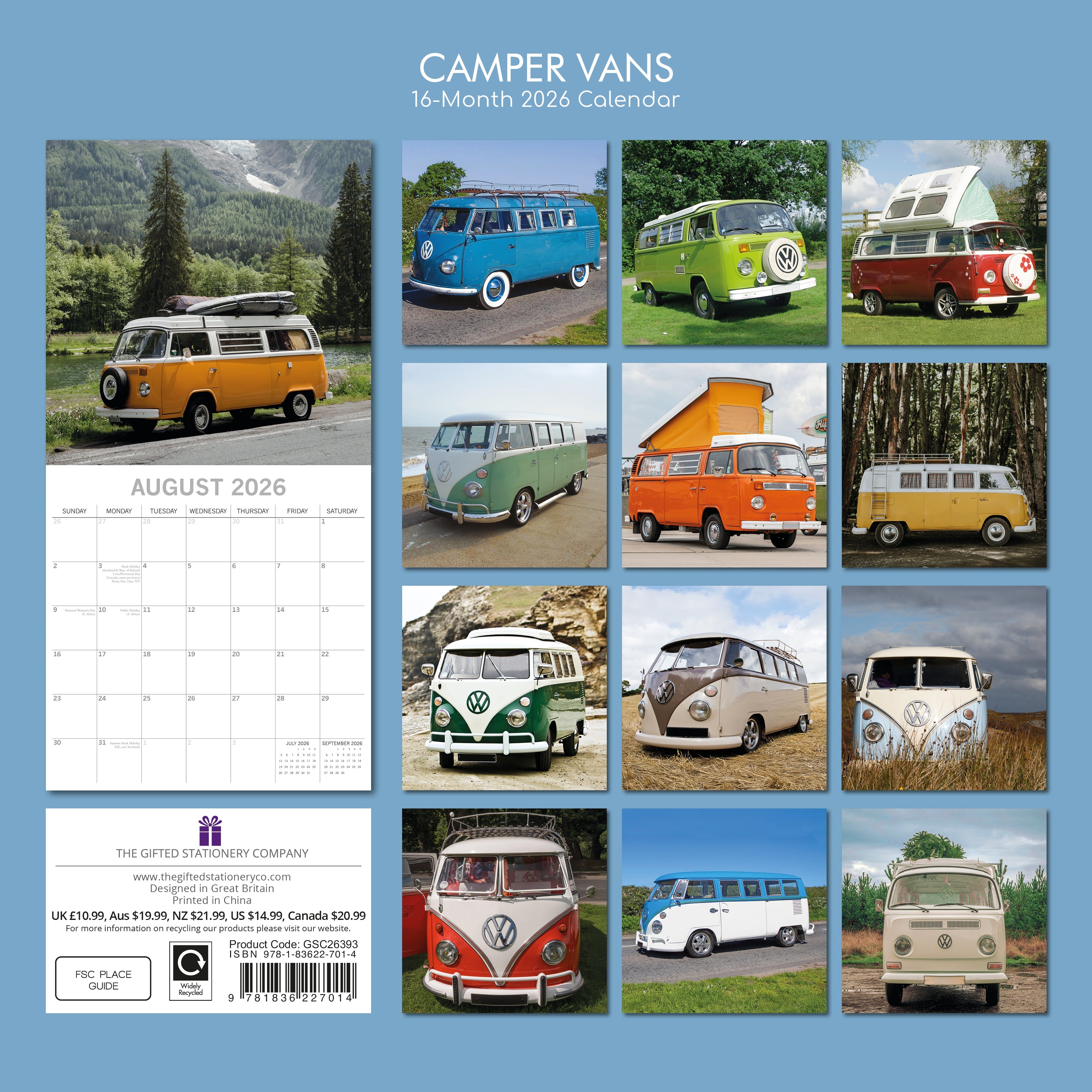 2026 Camper Vans - Square Wall Calendar