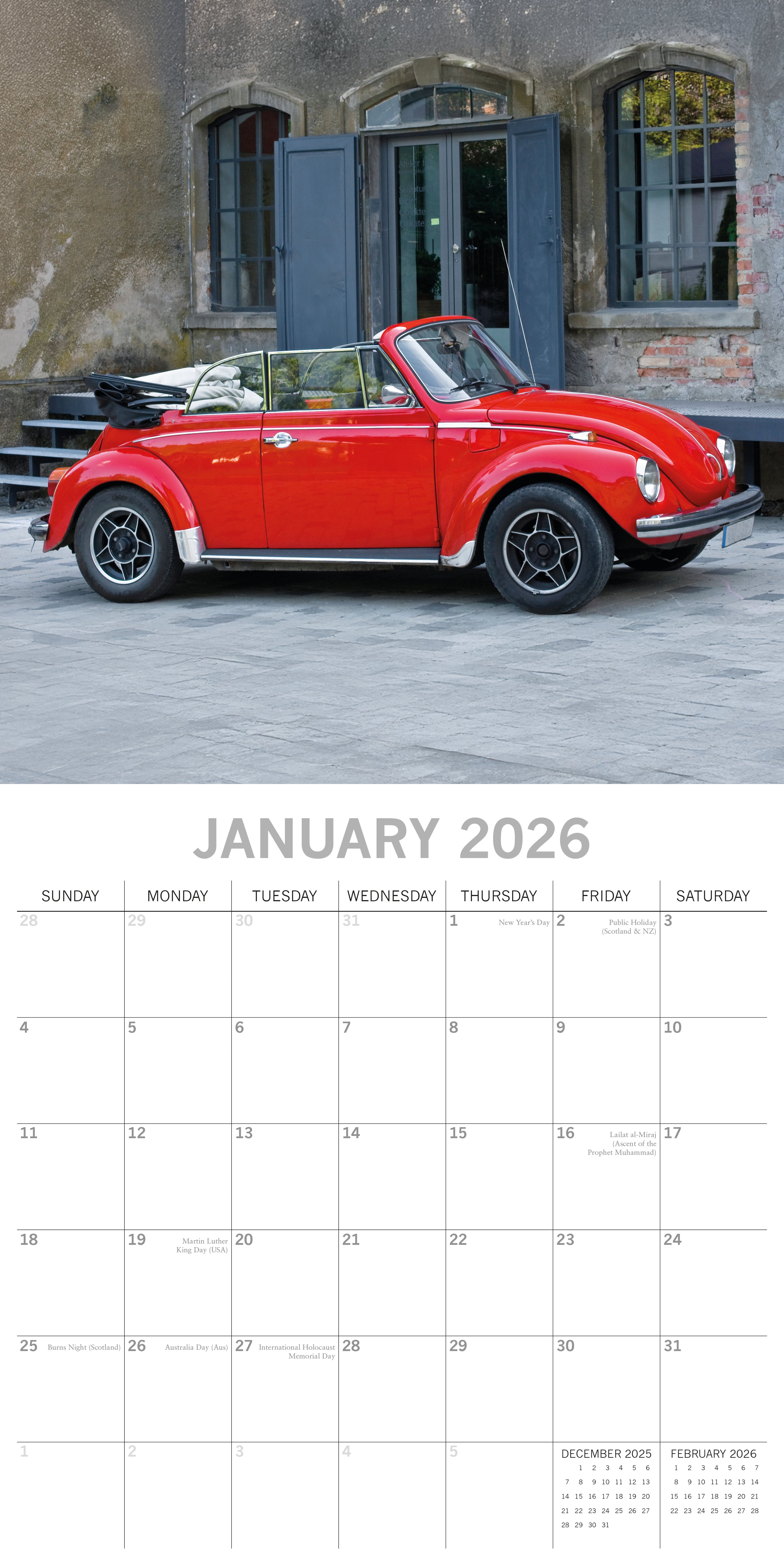 2026 Classic Beetles - Square Wall Calendar