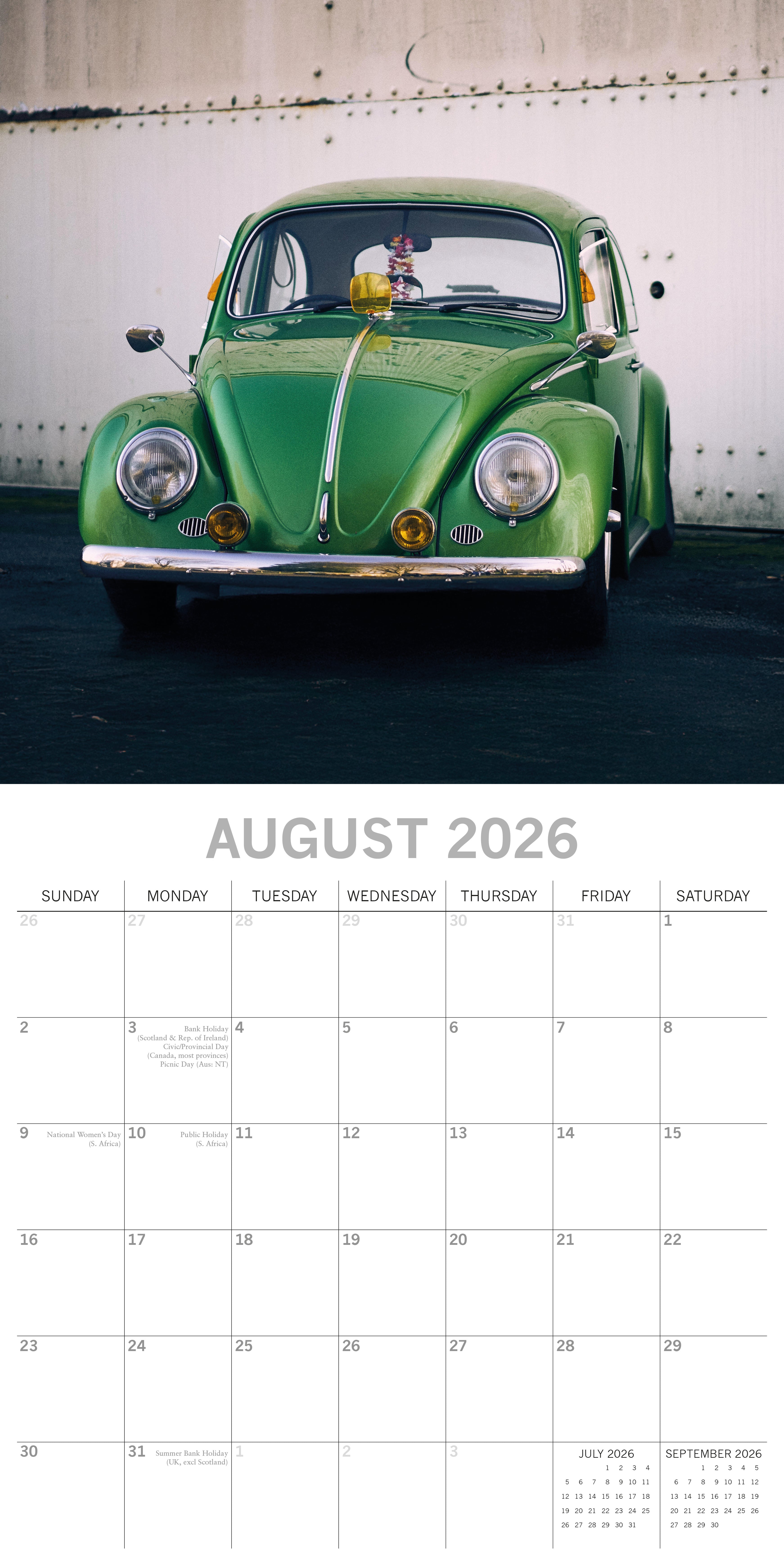 2026 Classic Beetles - Square Wall Calendar