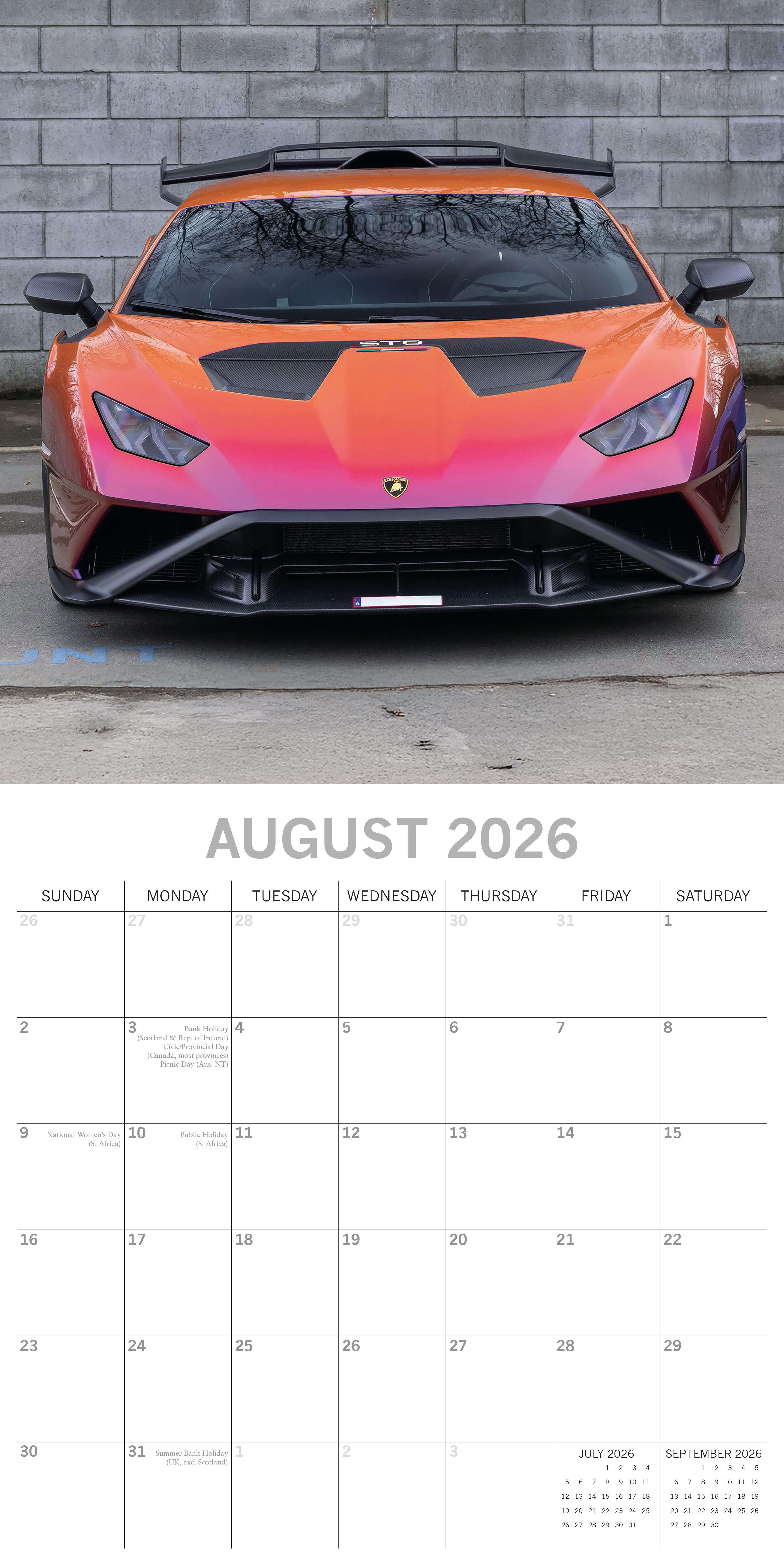 2026 Lamborghini - Square Wall Calendar