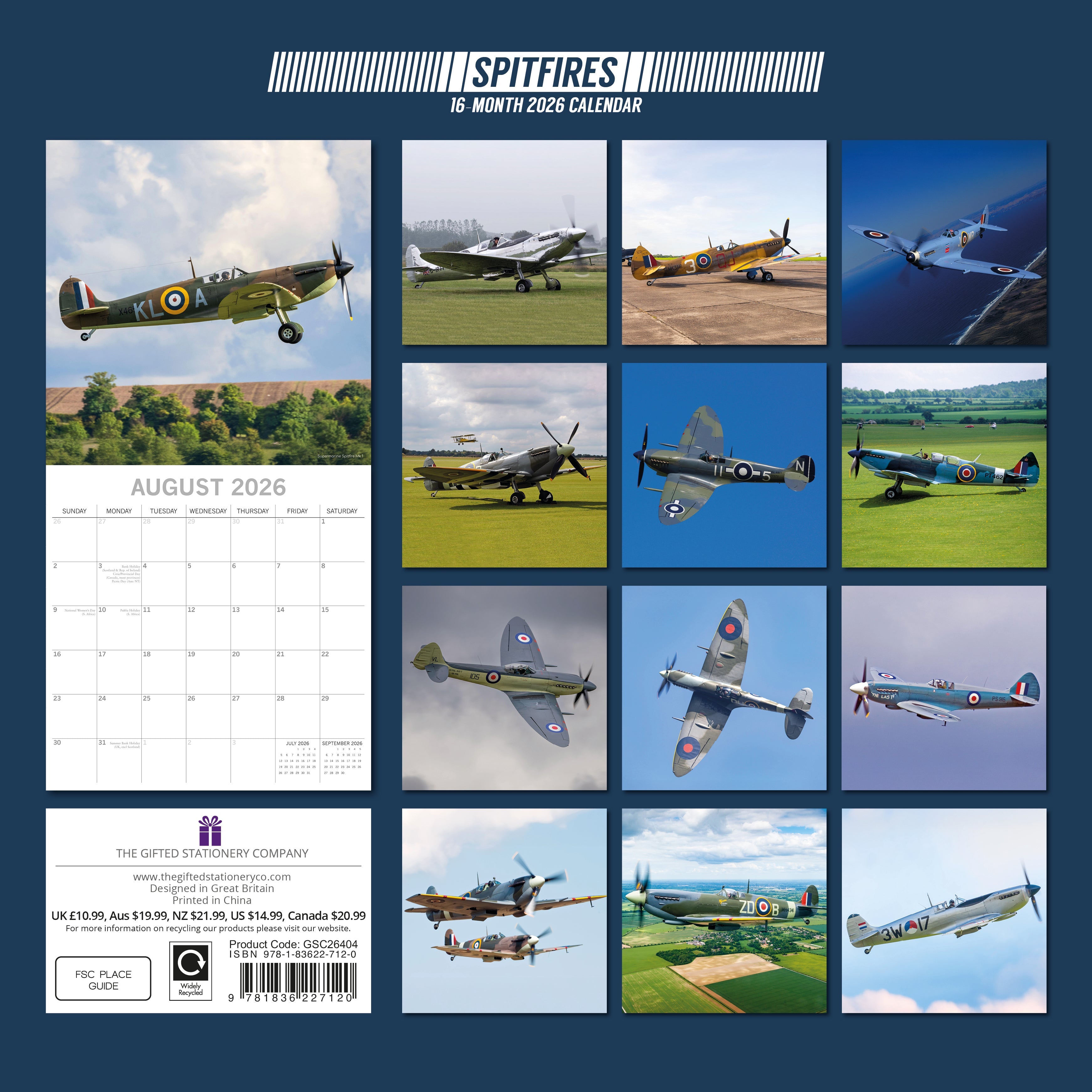 2026 Spitfires - Square Wall Calendar