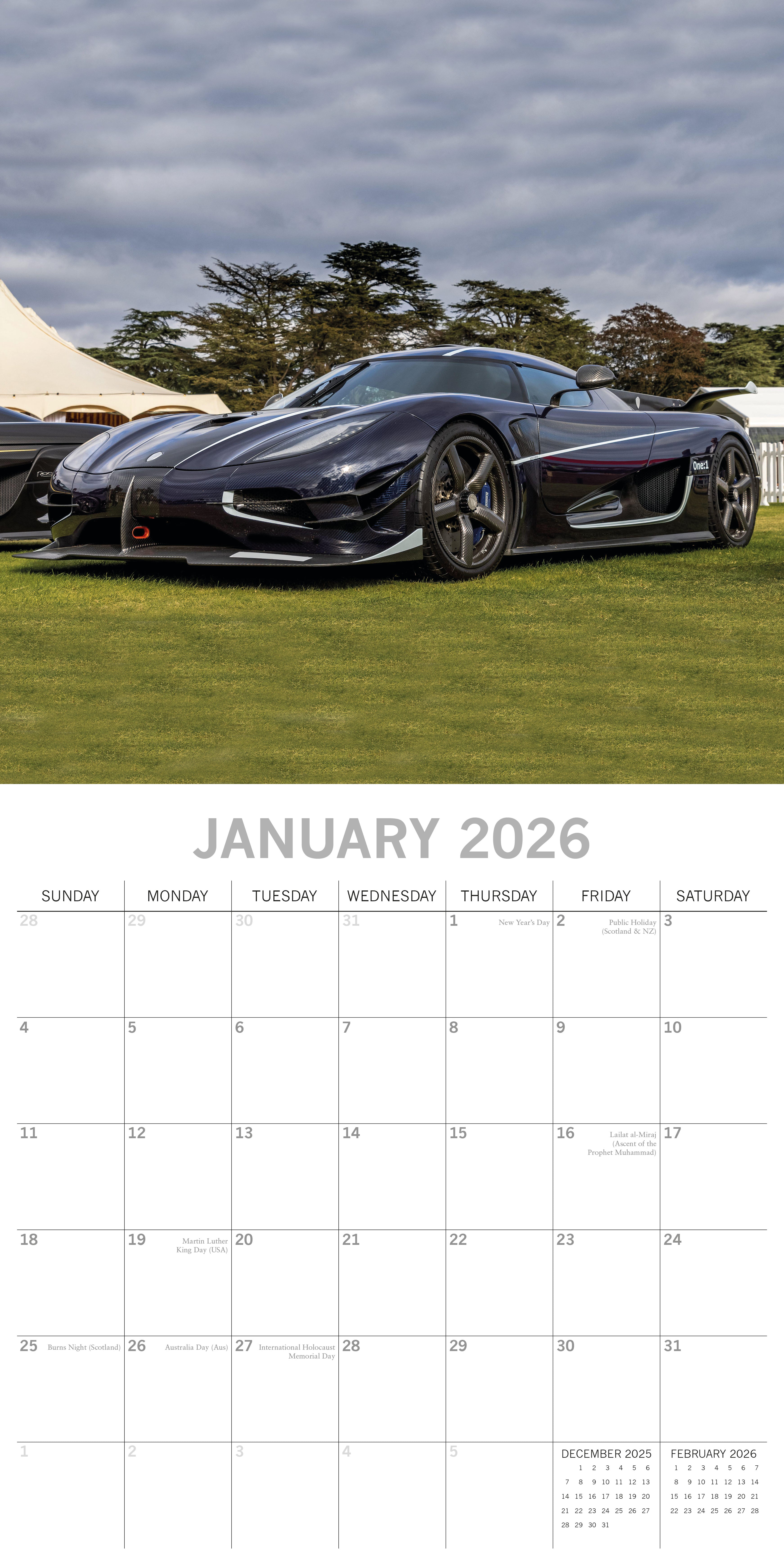 2026 Super Cars - Square Wall Calendar