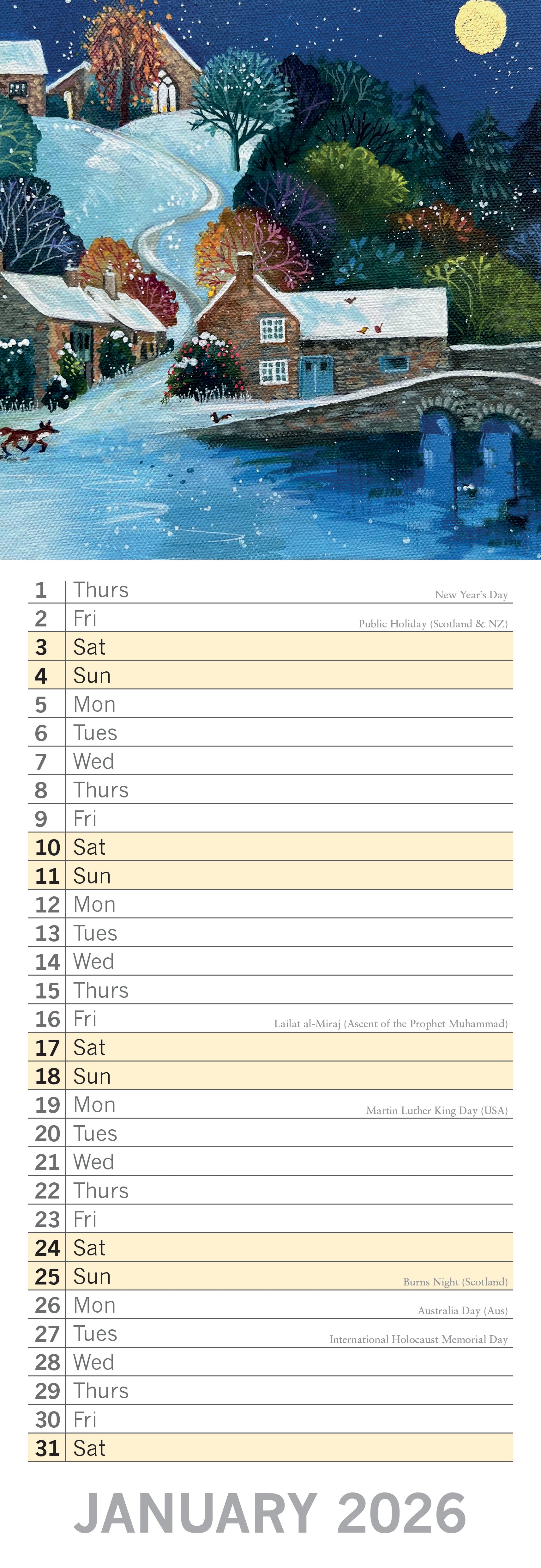 2026 A Country Stroll - Slim Wall Calendar